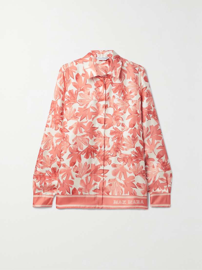 Max Mara Floral-print Silk-twill Shirt - UK 16