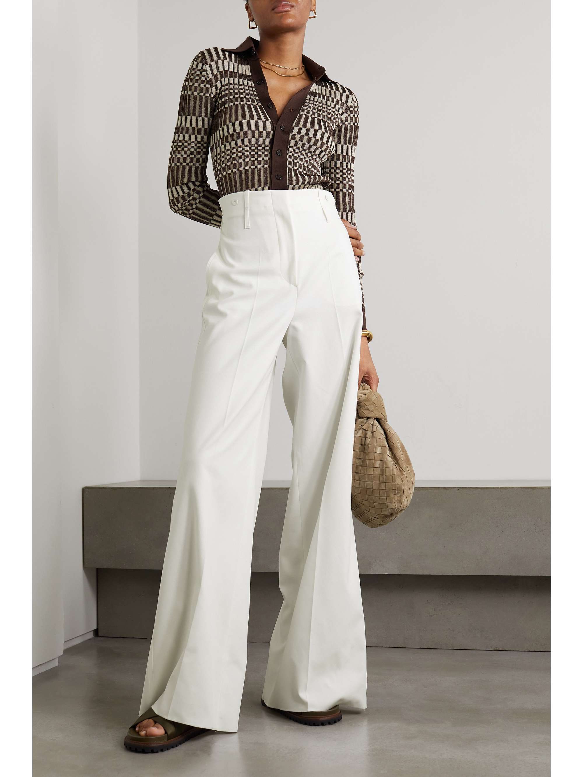 MAX MARA Yang pleated stretch-cotton wide-leg pants