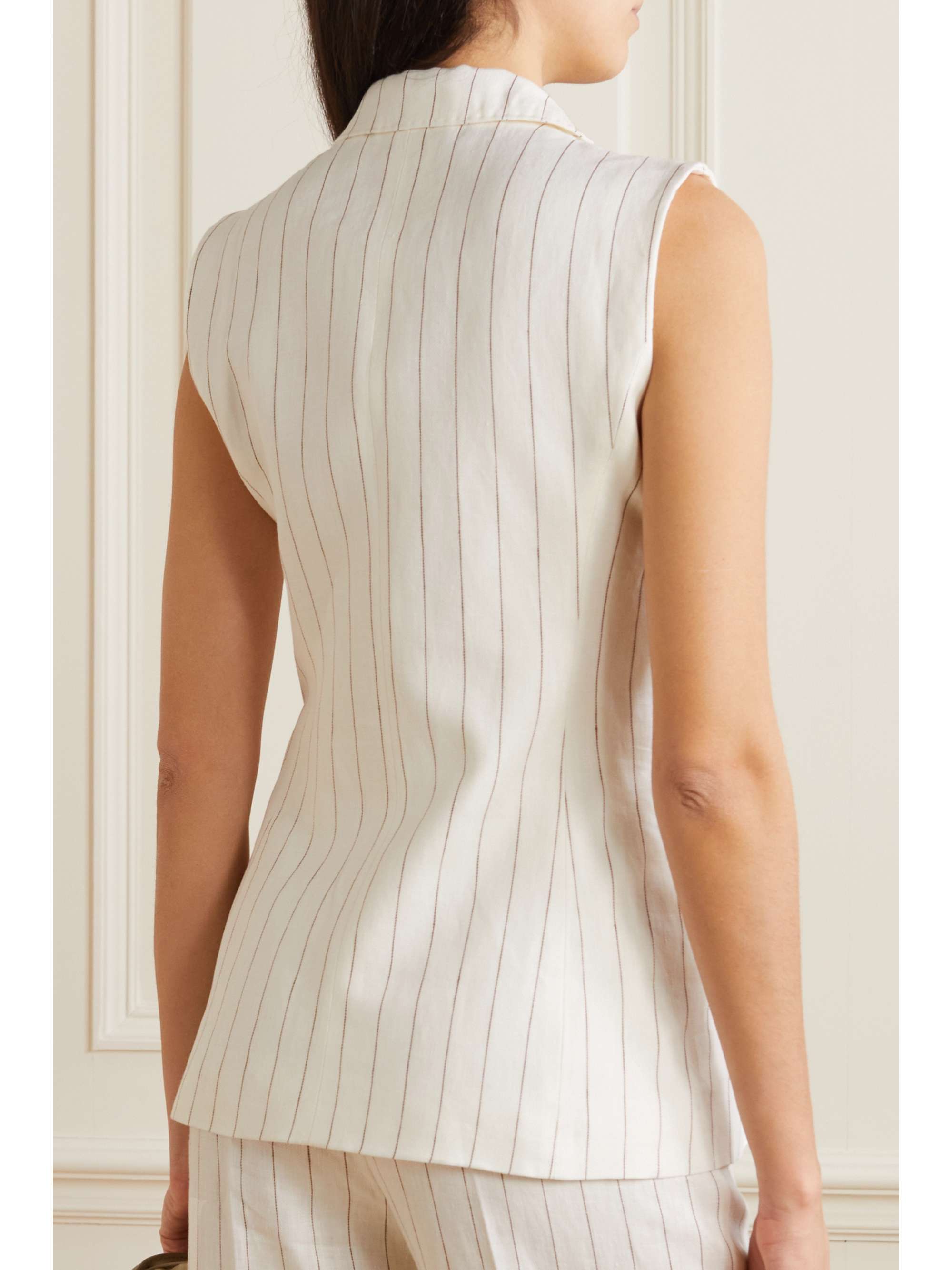 MAX MARA Quebec double-breasted pinstriped linen vest