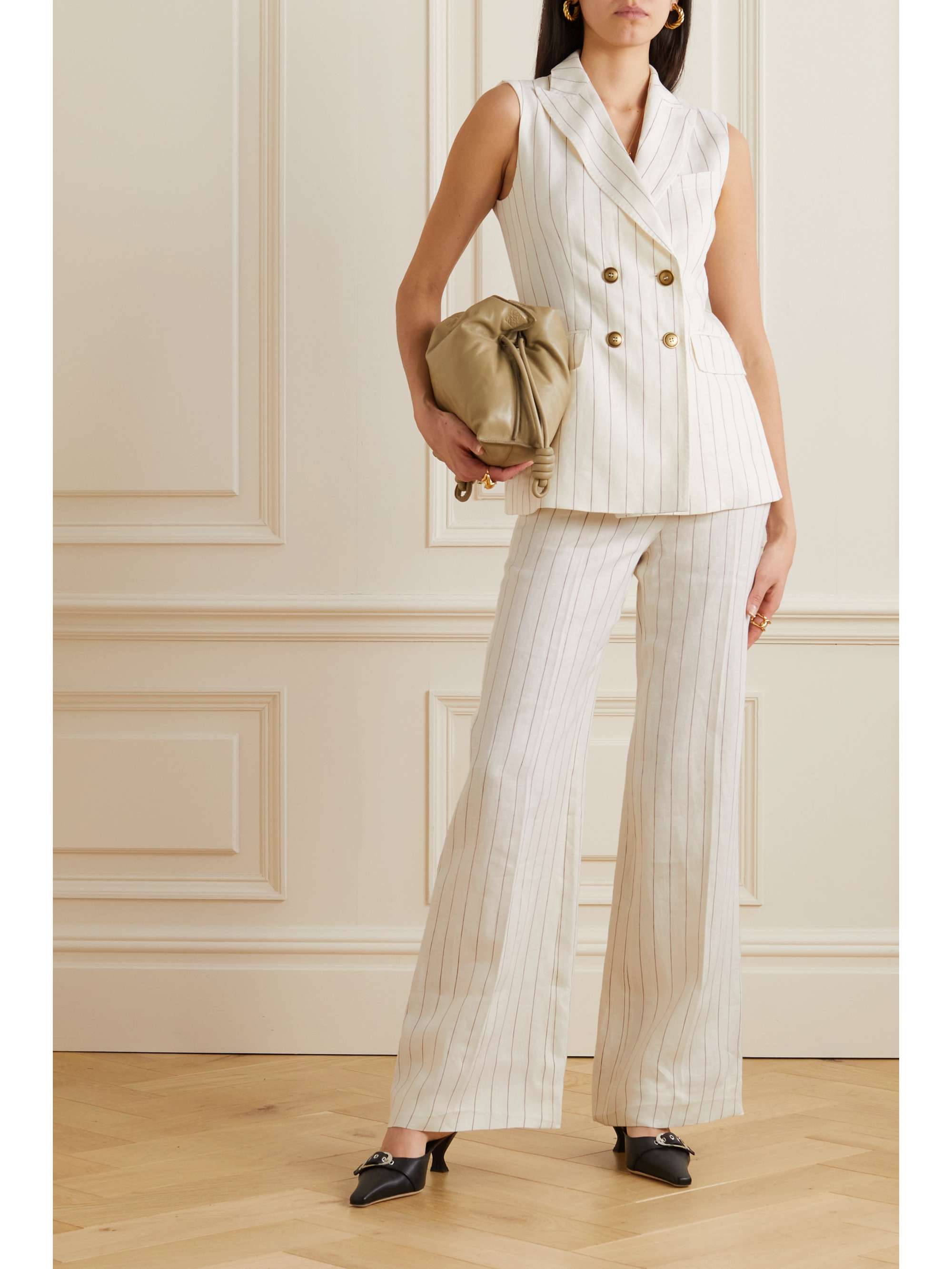 MAX MARA Quebec double-breasted pinstriped linen vest