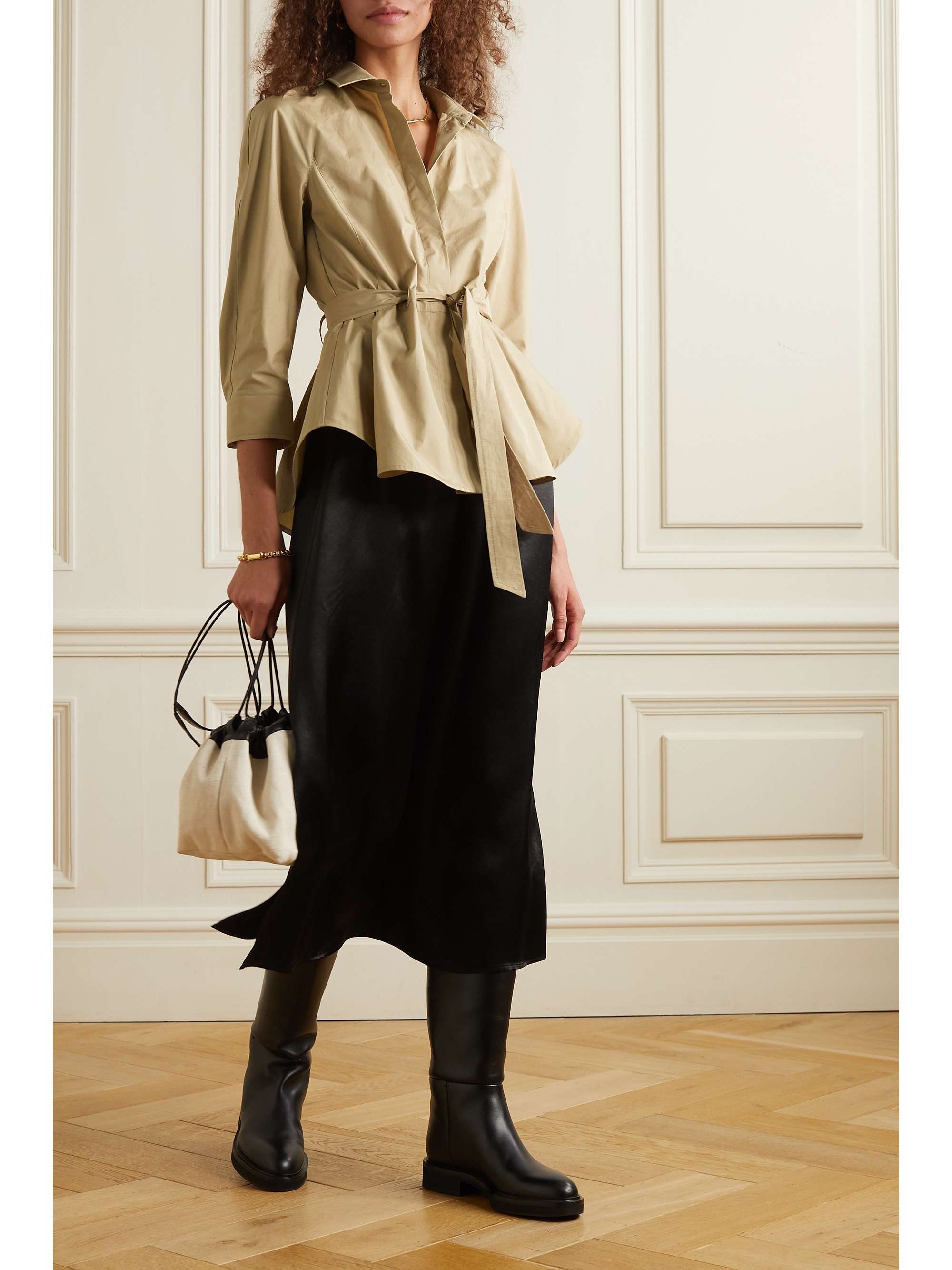 MAX MARA Cuneo belted cotton-poplin shirt