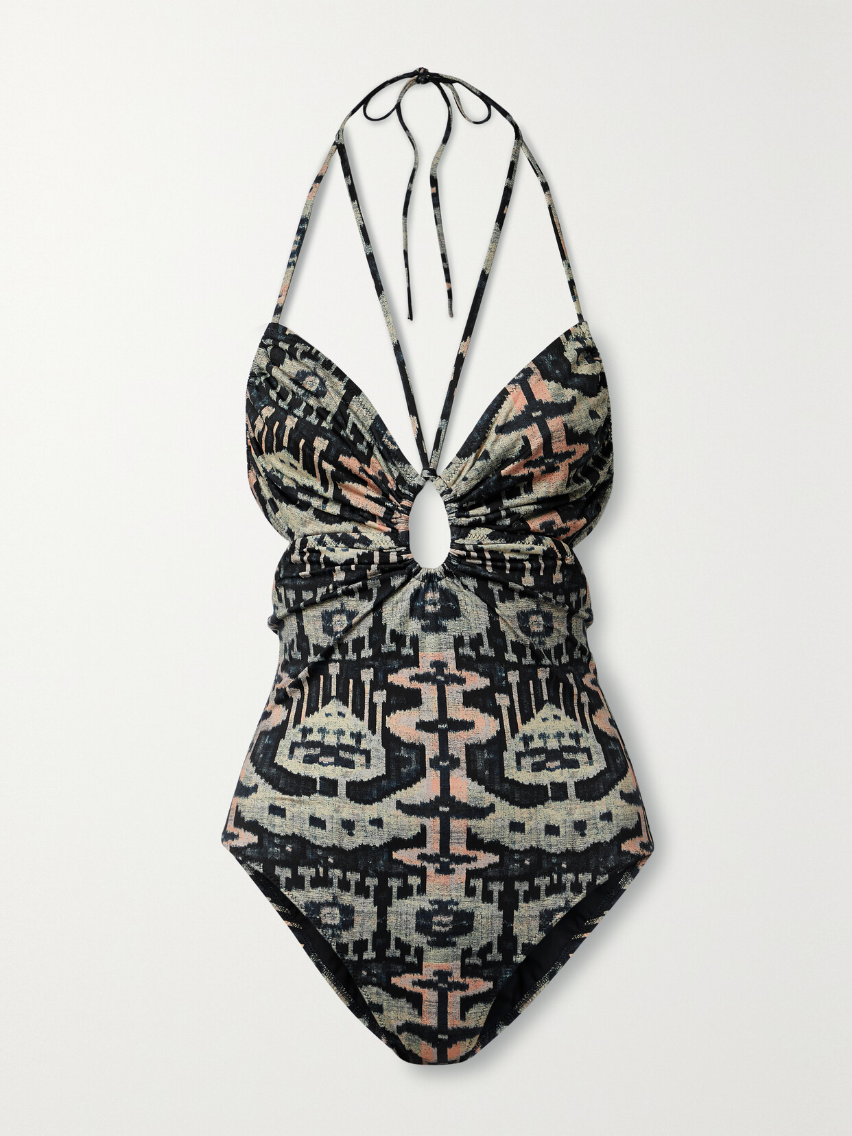 Ulla Johnson - Aaliya Cutout Printed Halterneck Swimsuit - Black