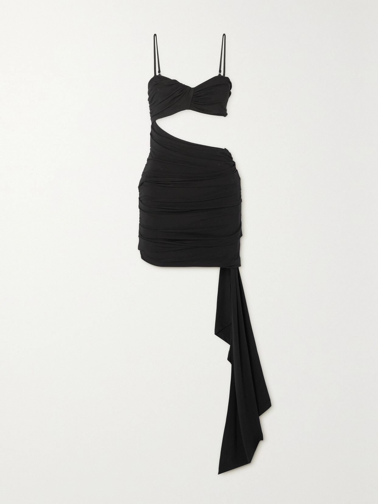 Off-White - Draped Cutout Ruched Stretch-jersey Mini Dress - Black