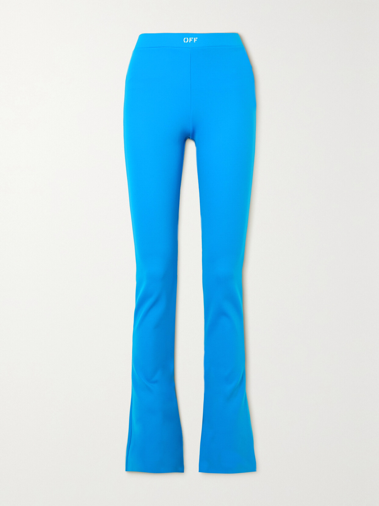 Off-White - Printed Ribbed Jersey Leggings - Blue