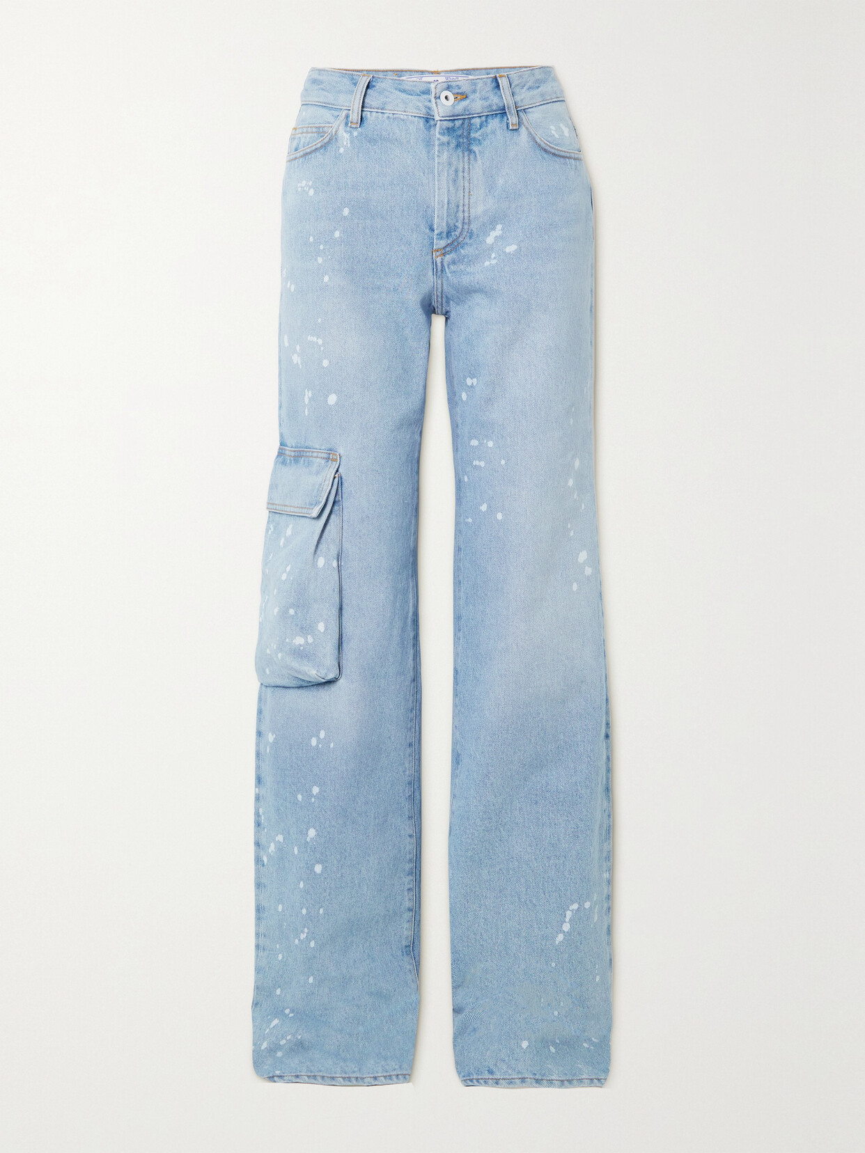 Off-White - Toybox Paint-splattered High-rise Straight-leg Jeans - Blue