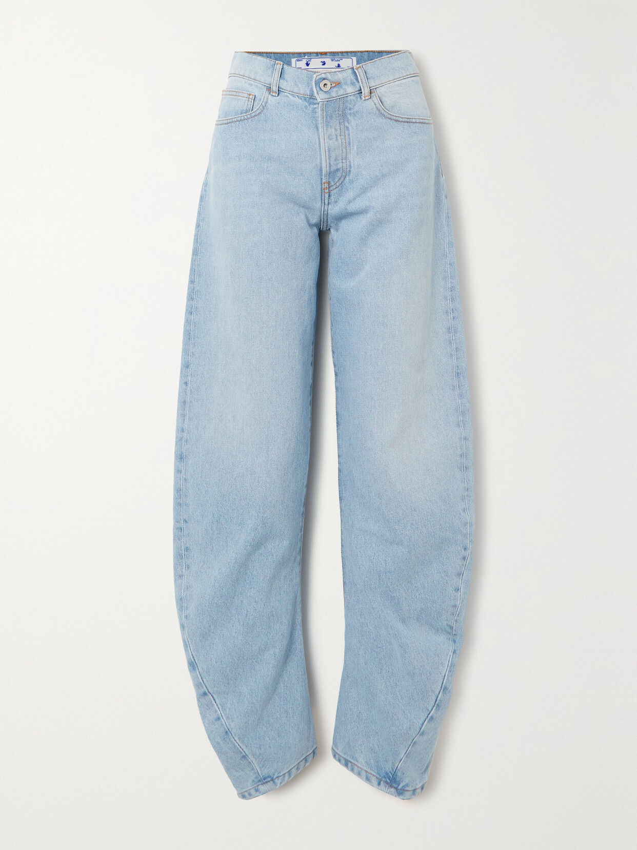 Off-white Bleach Twist Banana Jeans In Blue