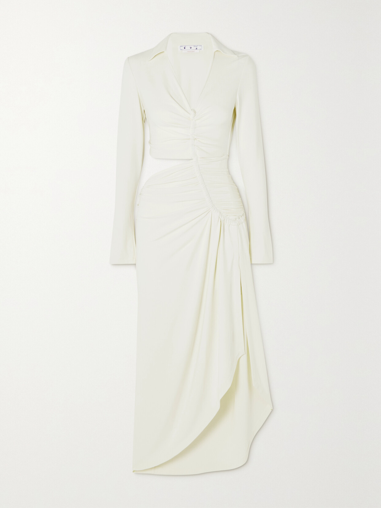 Off-white Off White Asymmetric Cut Out Jersey Dress In White