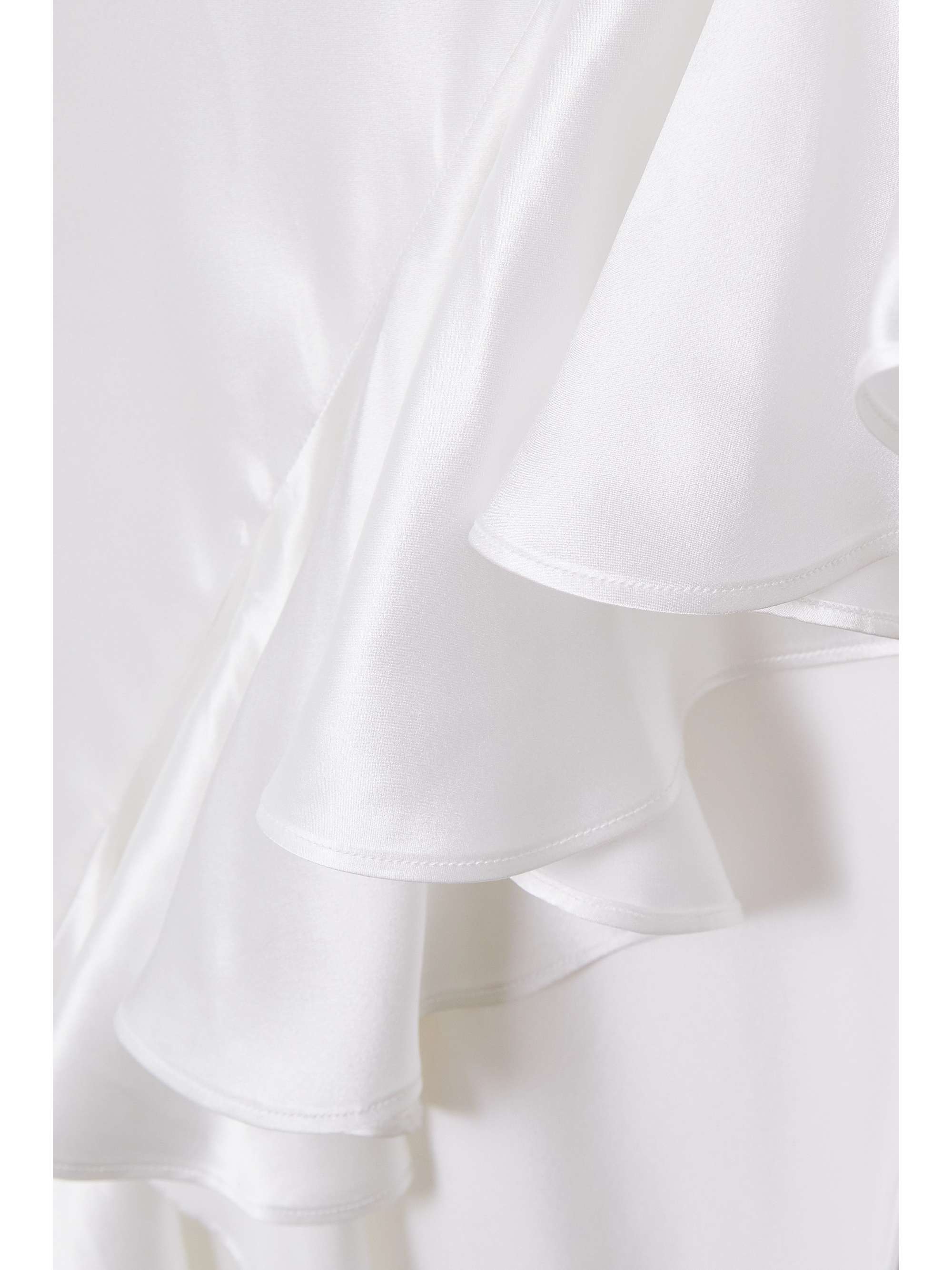 MICHAEL LO SORDO Asymmetric open-back ruffled crystal-embellished silk-satin gown
