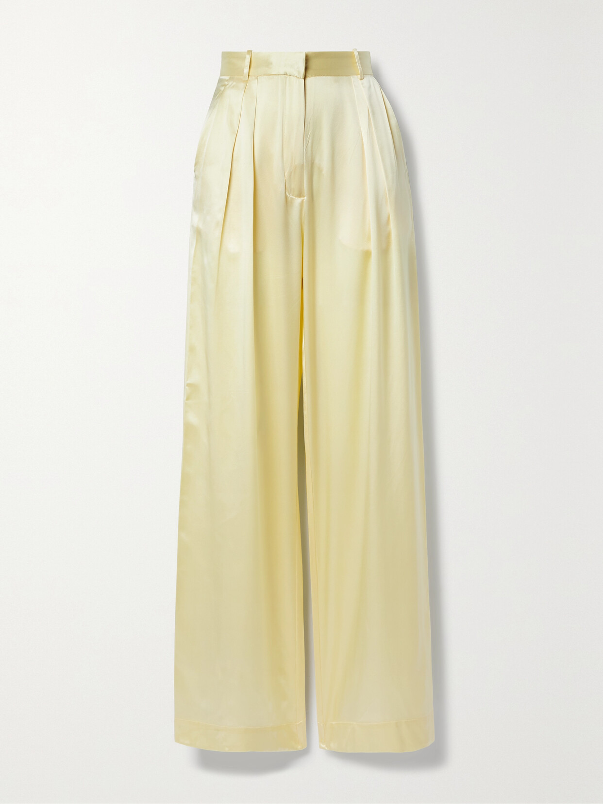 Michael Lo Sordo - Pleated Silk-satin Wide-leg Pants - Yellow