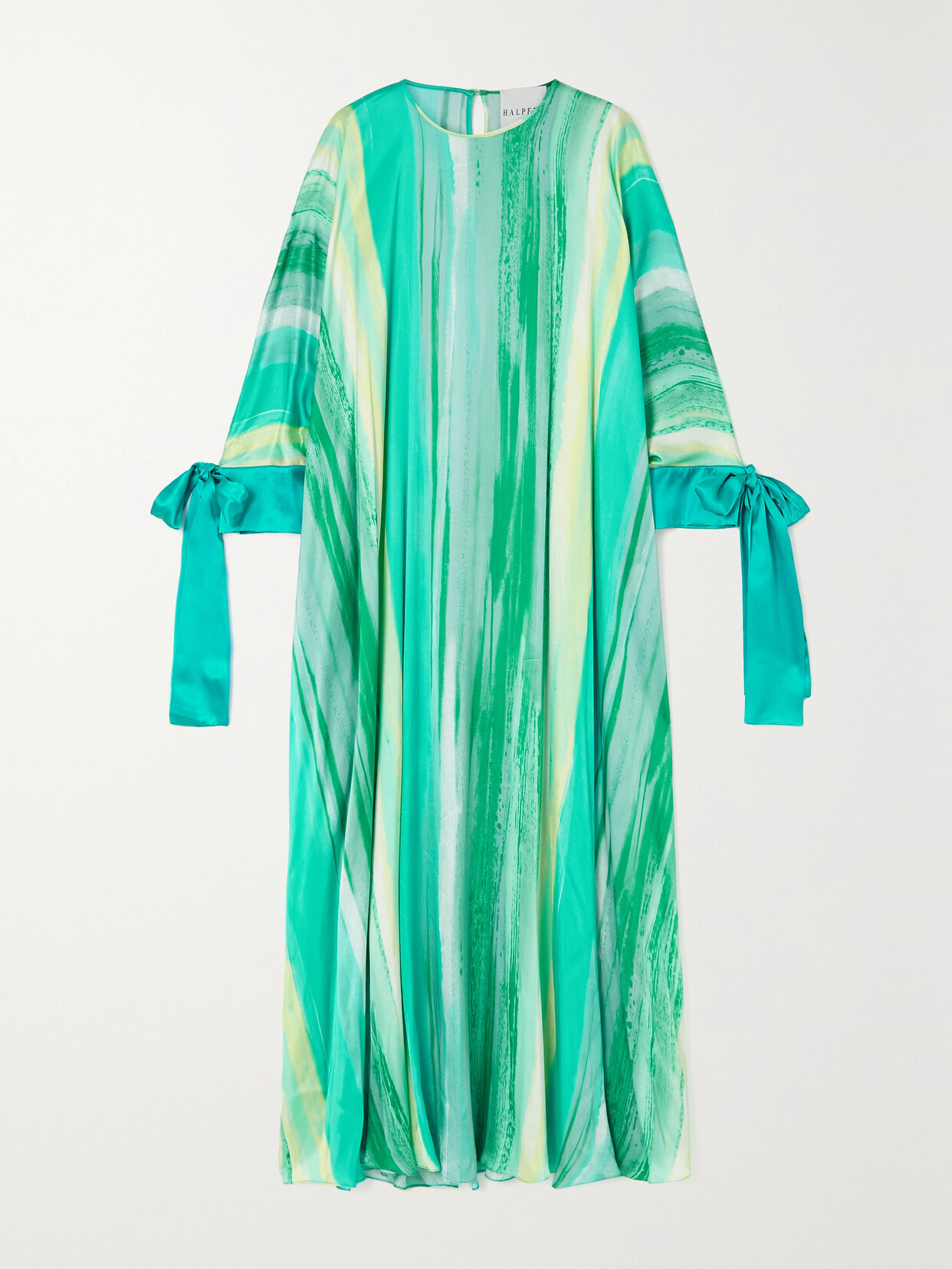 Halpern - Bow-detailed Printed Silk-satin Kaftan - Blue