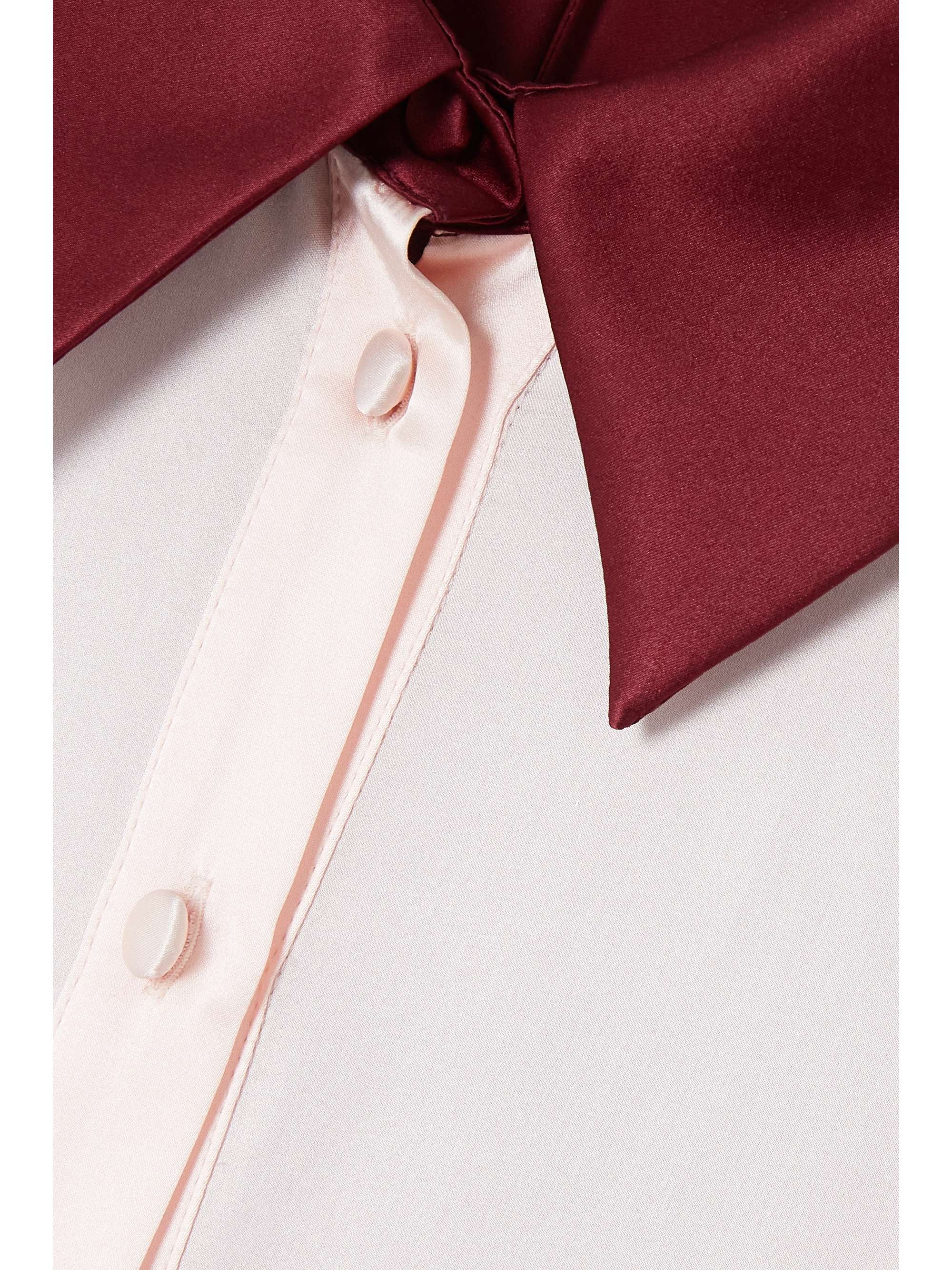 HALPERN Belted two-tone silk-satin maxi shirt dress