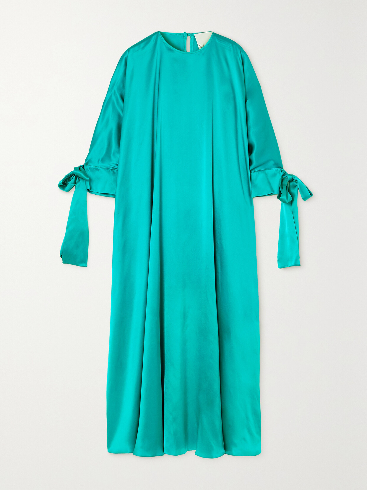 Halpern - Bow-detailed Silk-satin Kaftan - Blue