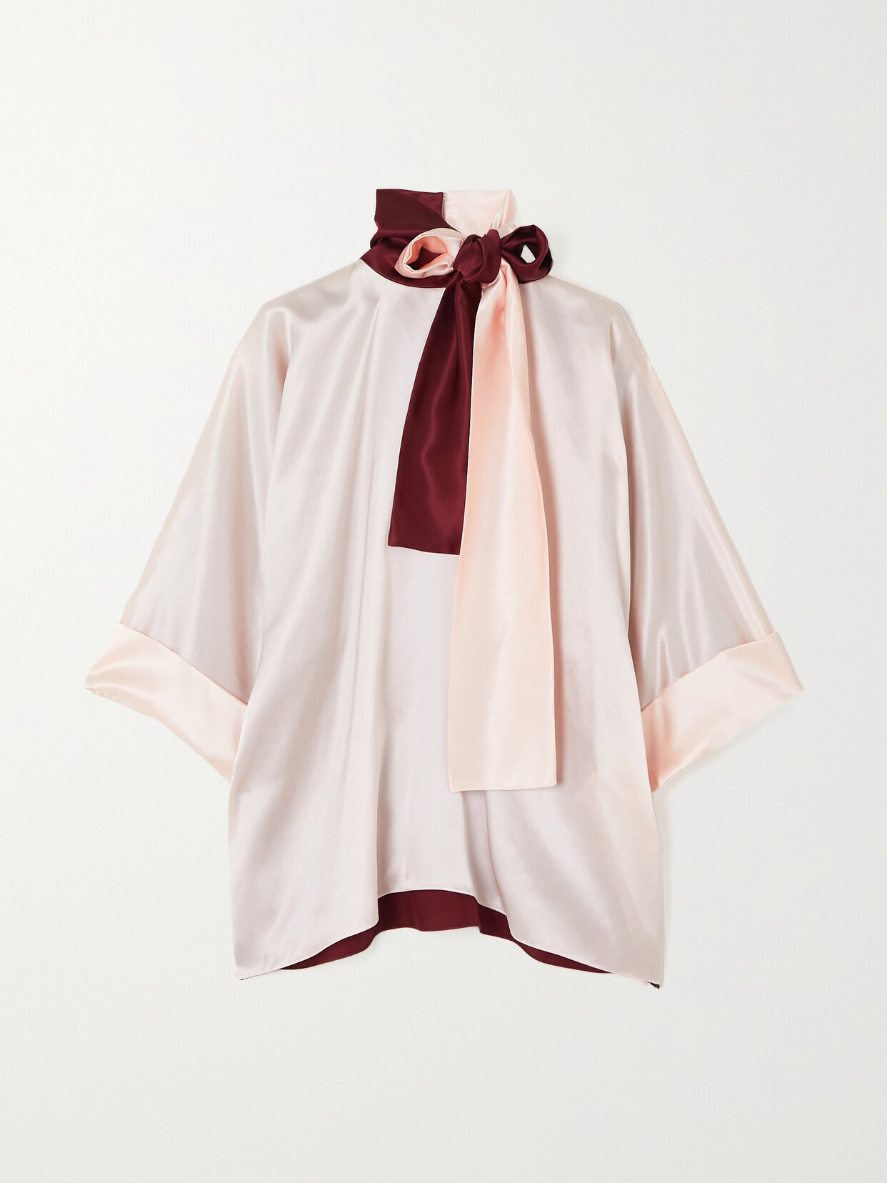 Halpern - Tie-detailed Two-tone Silk-charmeuse Blouse - Orange