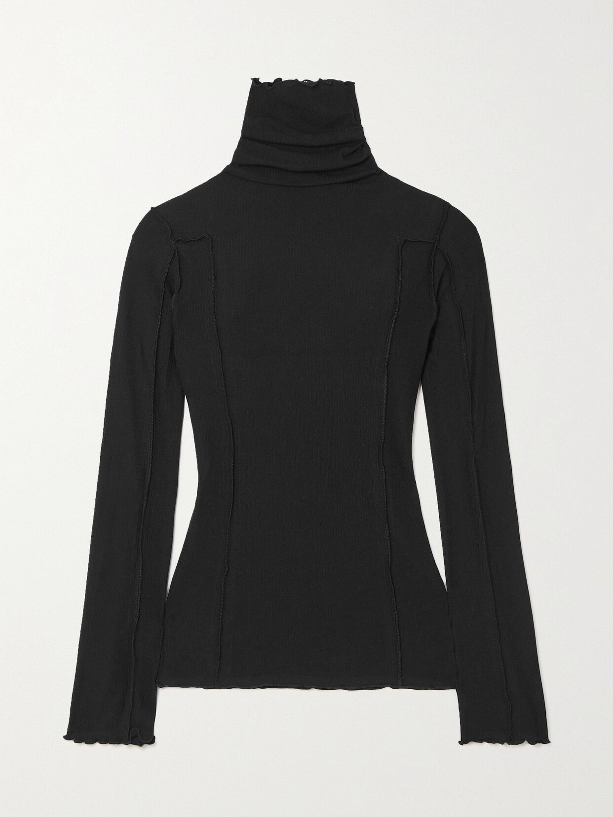 Shop Baserange + Net Sustain Omato Organic Cotton-blend Turtleneck Top In Black