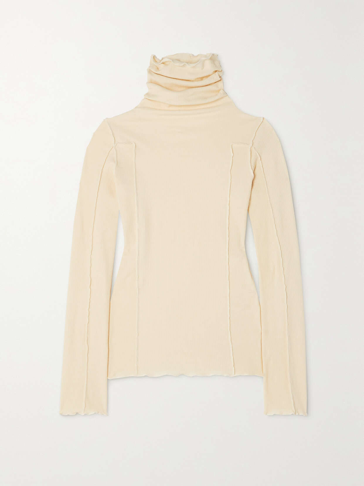 Baserange - + Net Sustain Omato Ribbed Stretch Organic Cotton Turtleneck Top - White