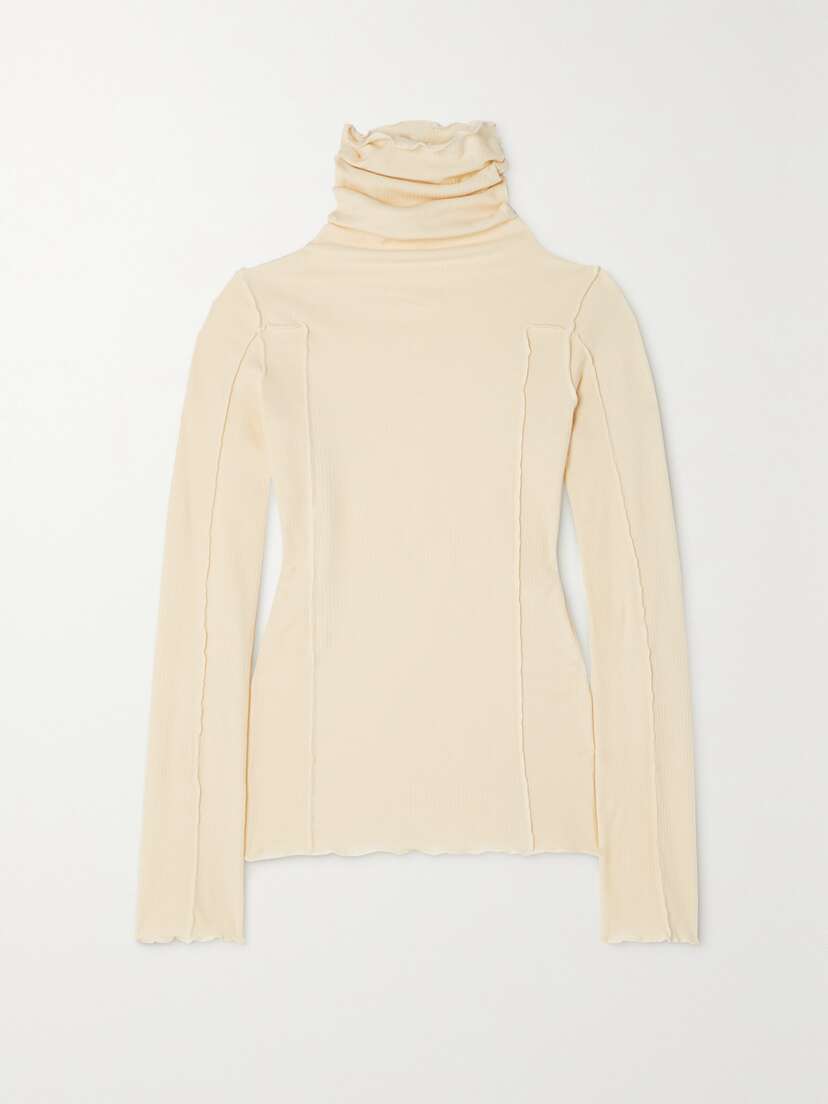 Baserange + Net Sustain Omato Ribbed Stretch Organic Cotton Turtleneck Top