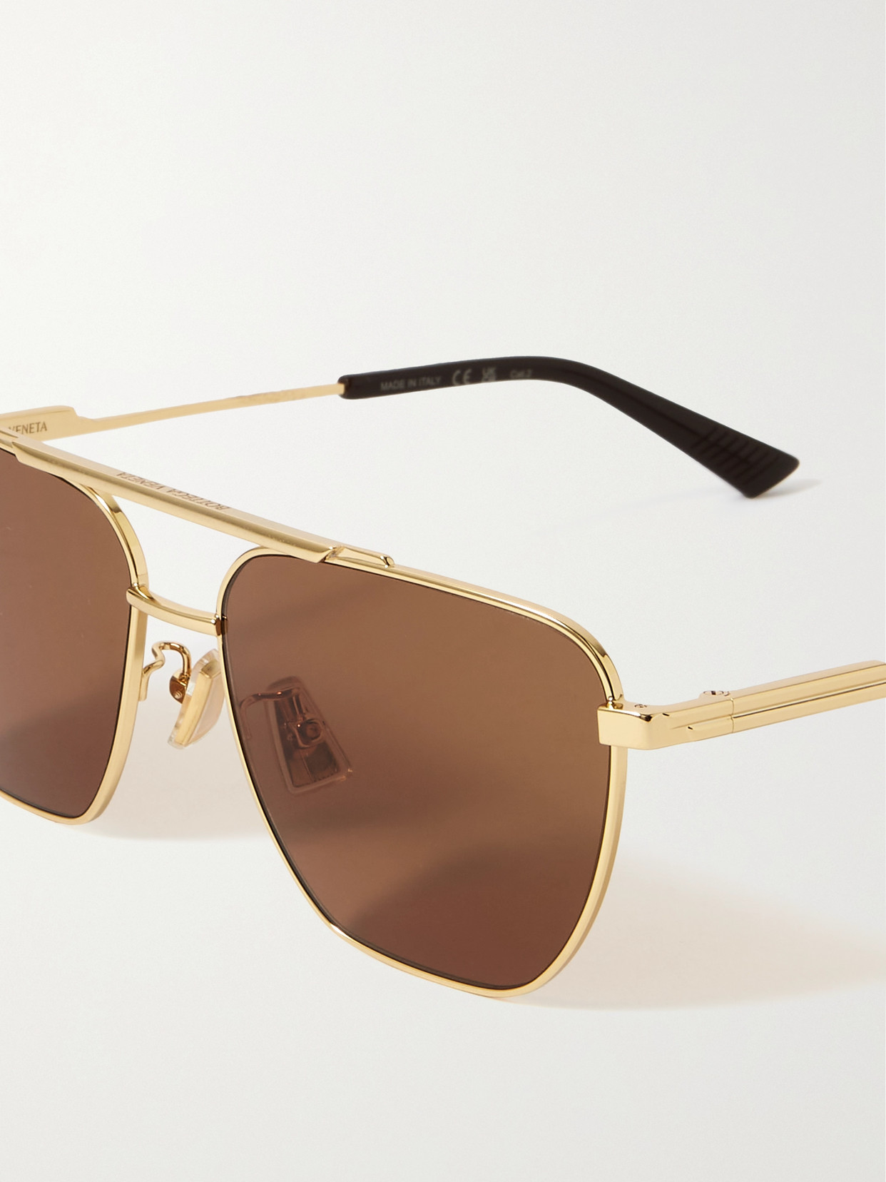 Bottega Veneta Aviator-style Gold-tone Sunglasses In Gold