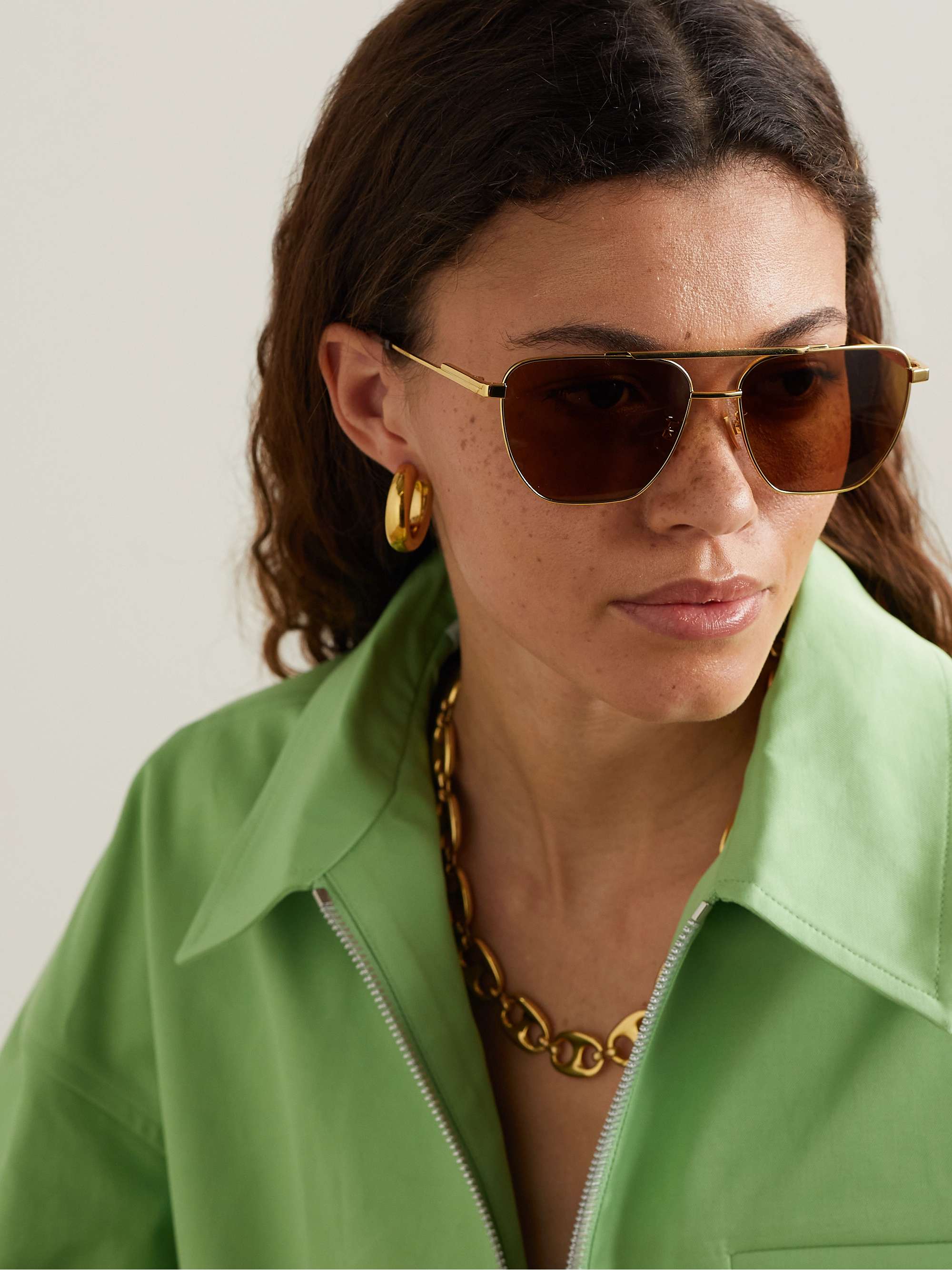 BOTTEGA VENETA EYEWEAR Original aviator-style gold-tone sunglasses