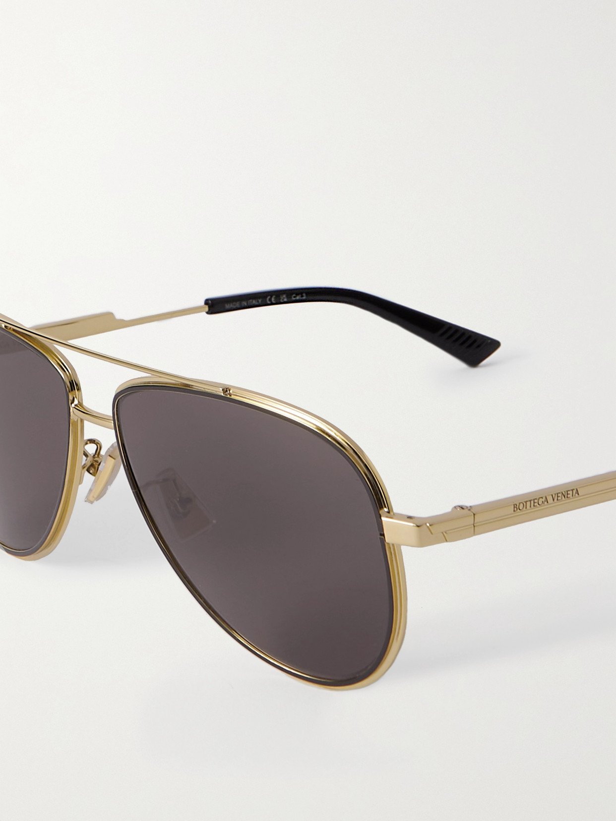 Shop Bottega Veneta Aviator-style Gold-tone Sunglasses