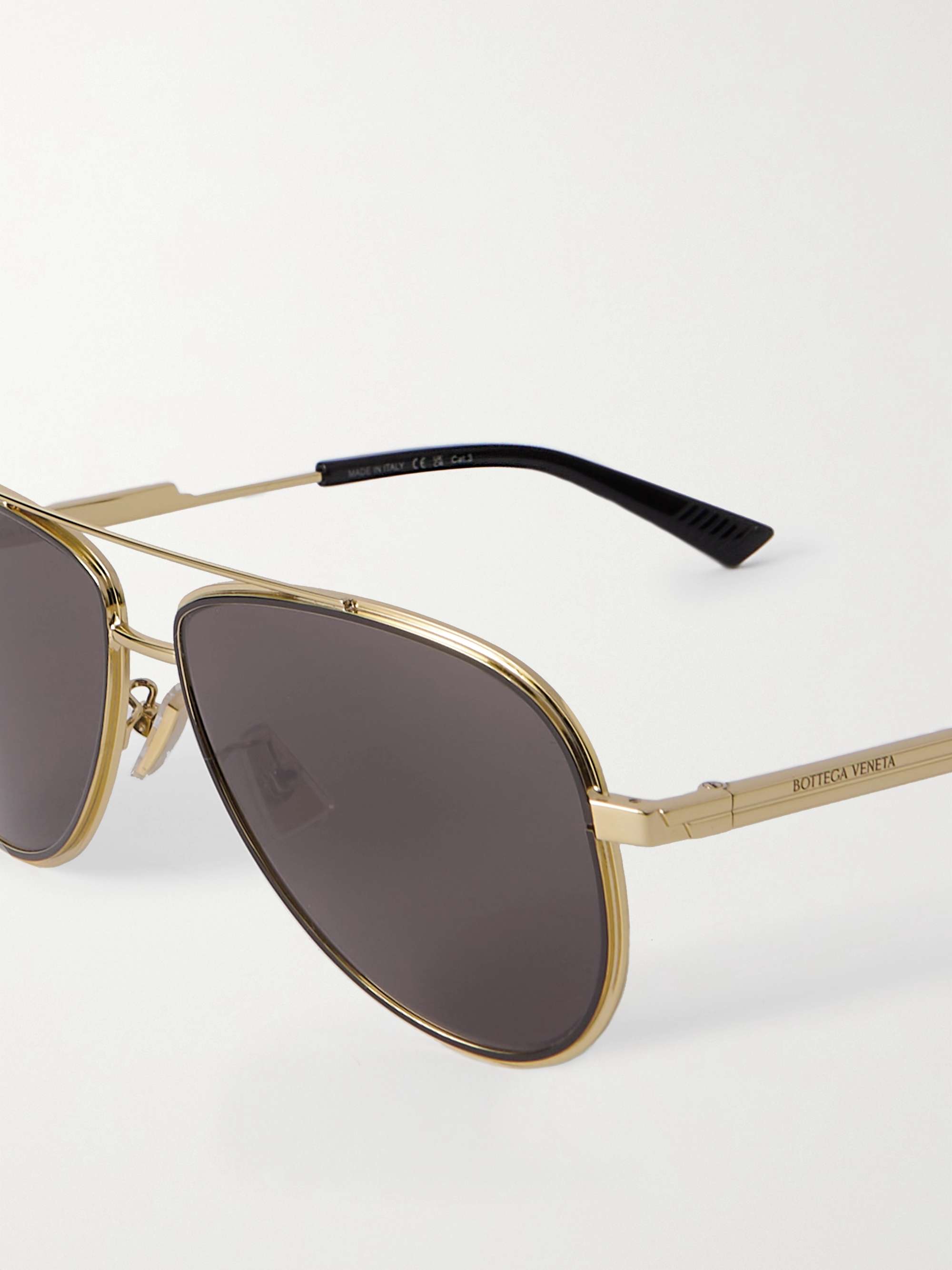 BOTTEGA VENETA EYEWEAR Aviator-style gold-tone sunglasses