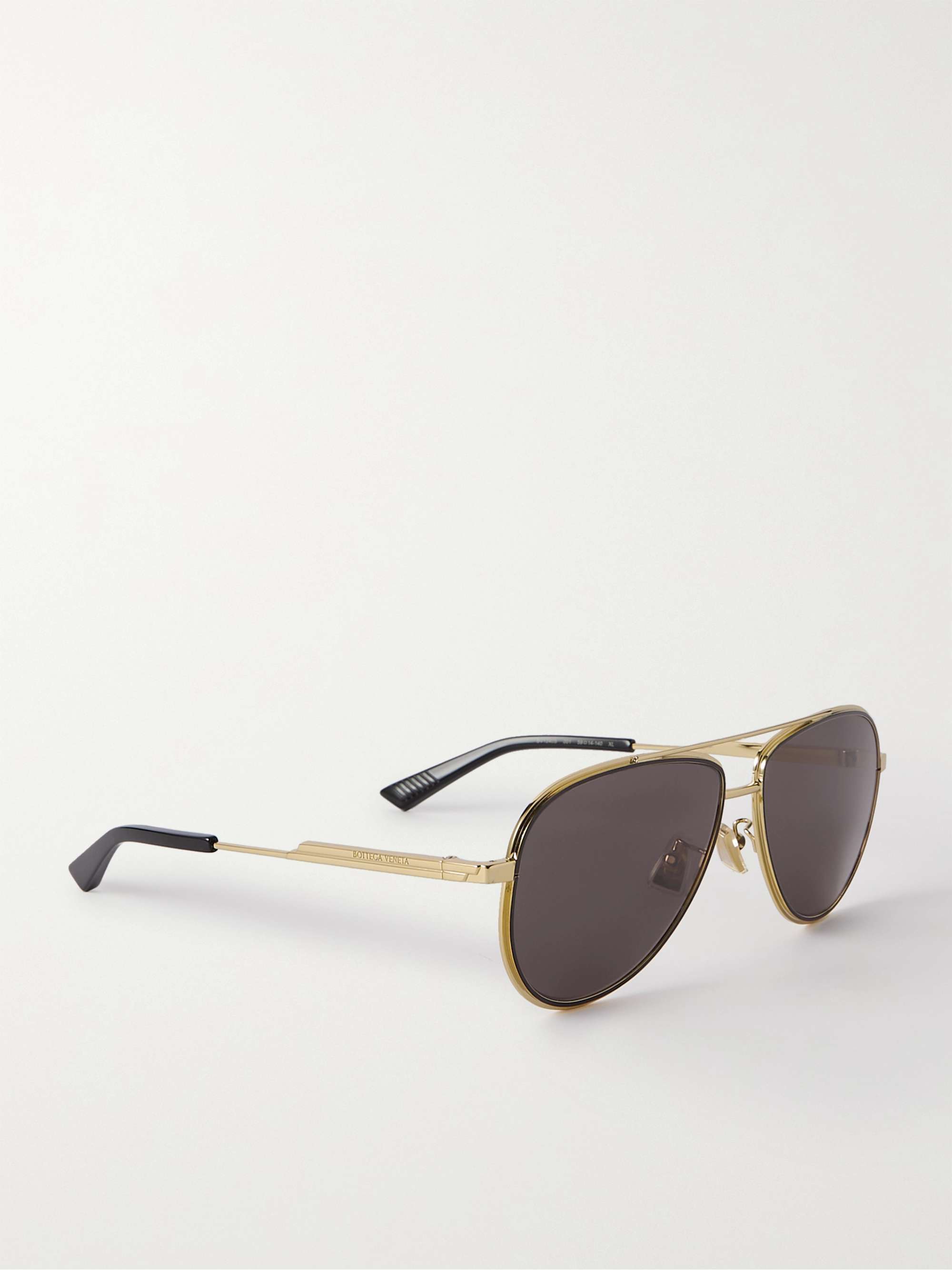 BOTTEGA VENETA EYEWEAR Aviator-style gold-tone sunglasses