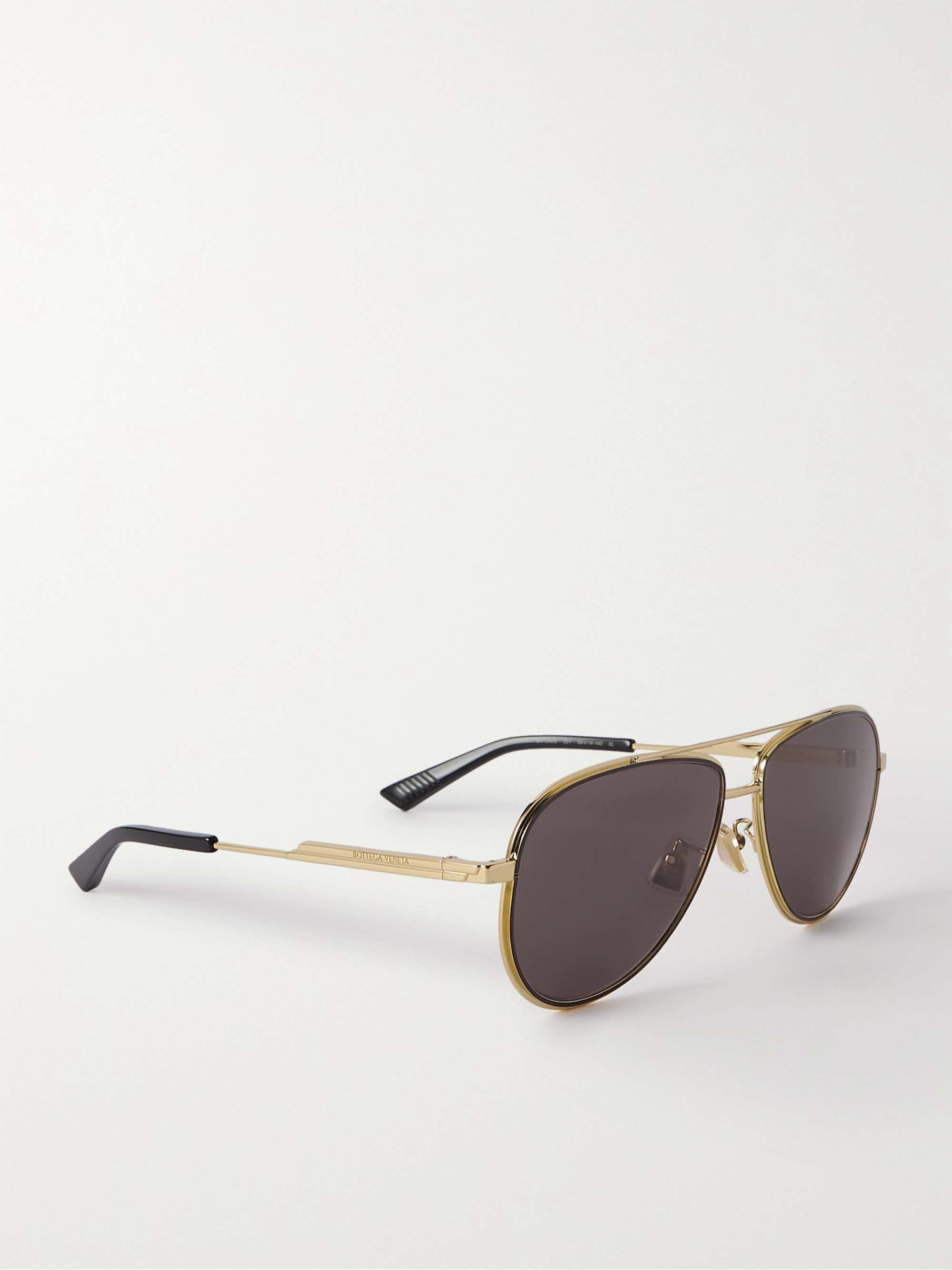 BOTTEGA VENETA EYEWEAR Aviator-style gold-tone sunglasses | NET-A-PORTER