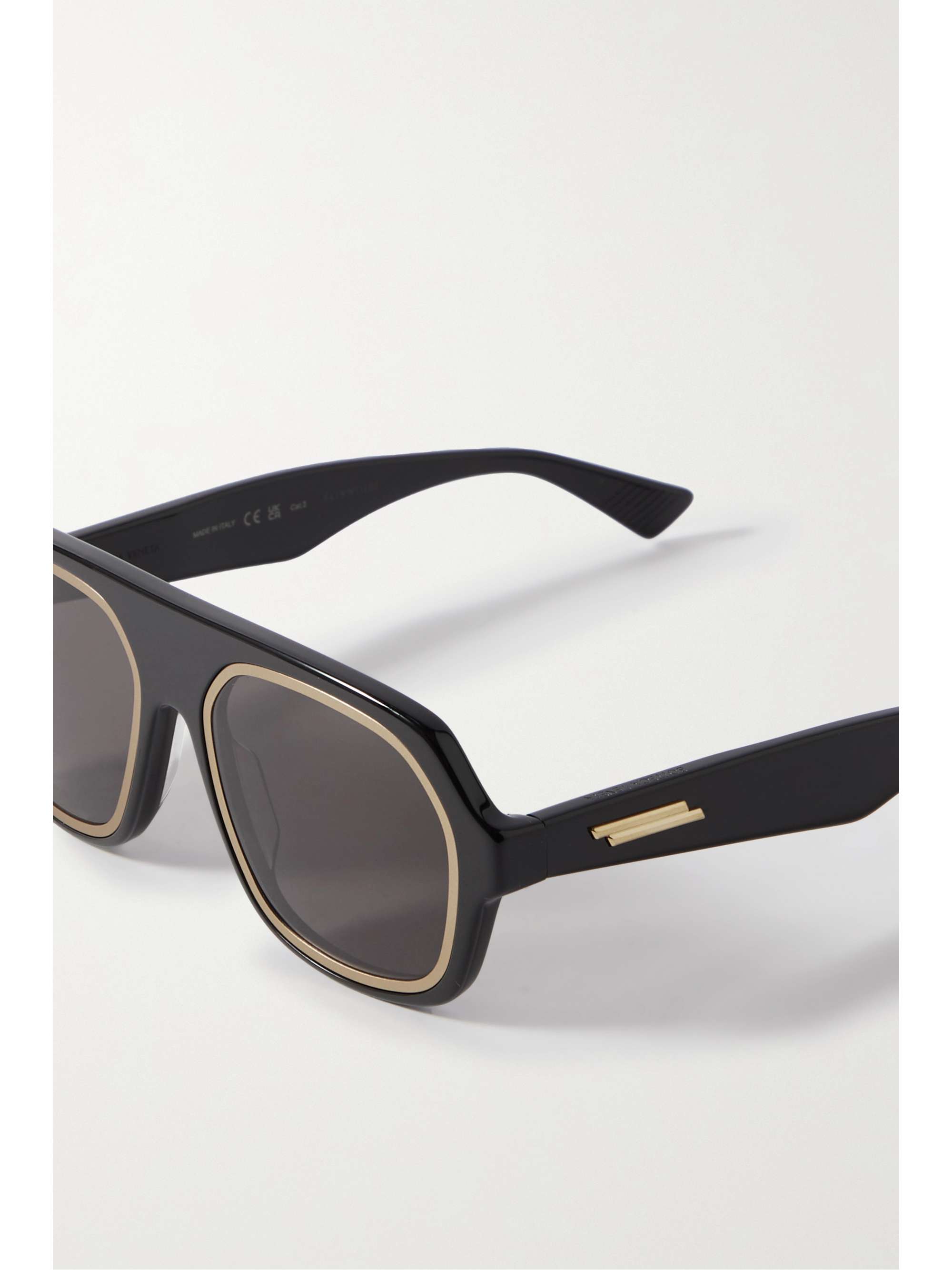 BOTTEGA VENETA EYEWEAR Aviator-style acetate and gold-tone sunglasses