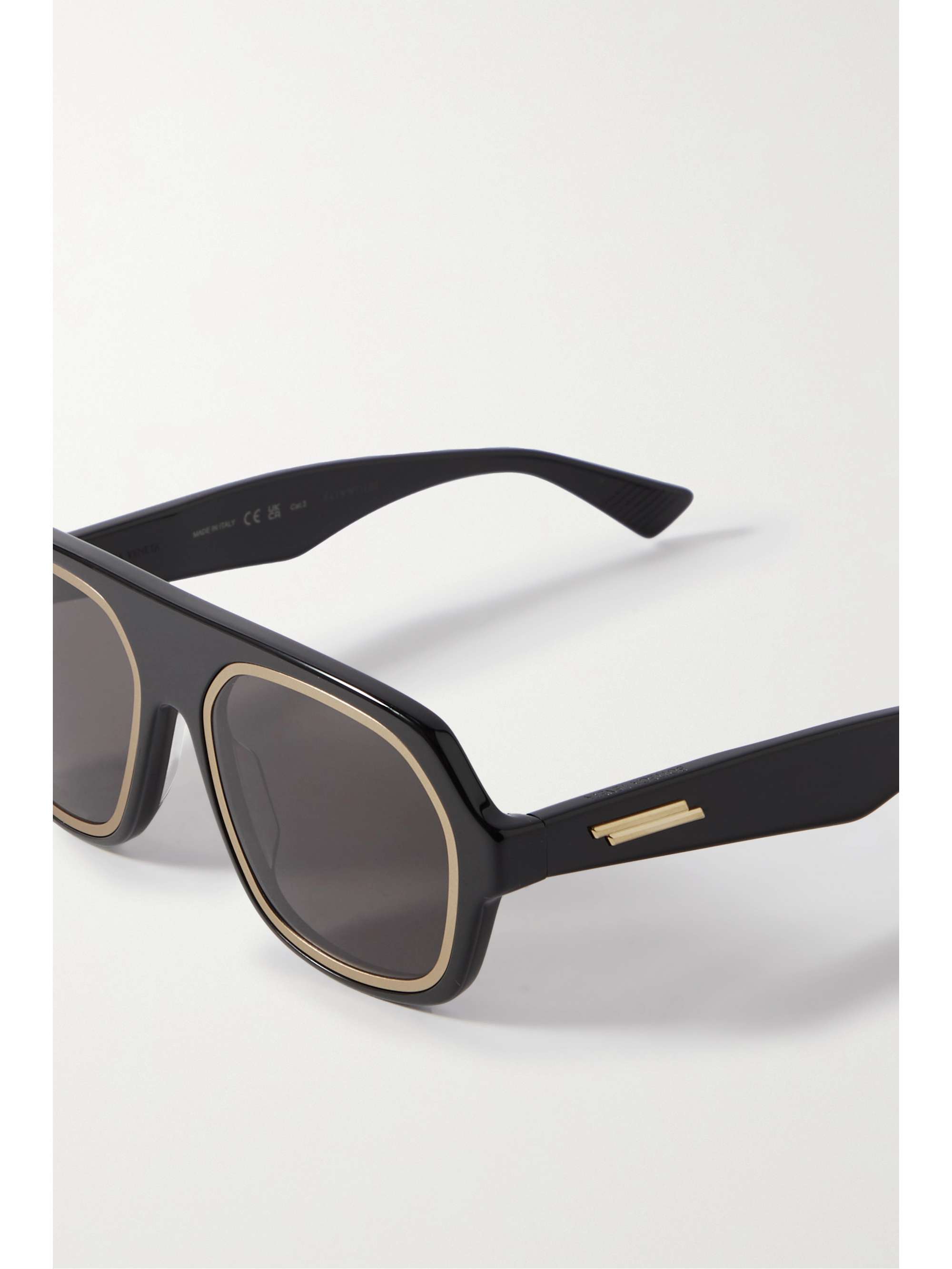 Aviator-style acetate and gold-tone sunglasses