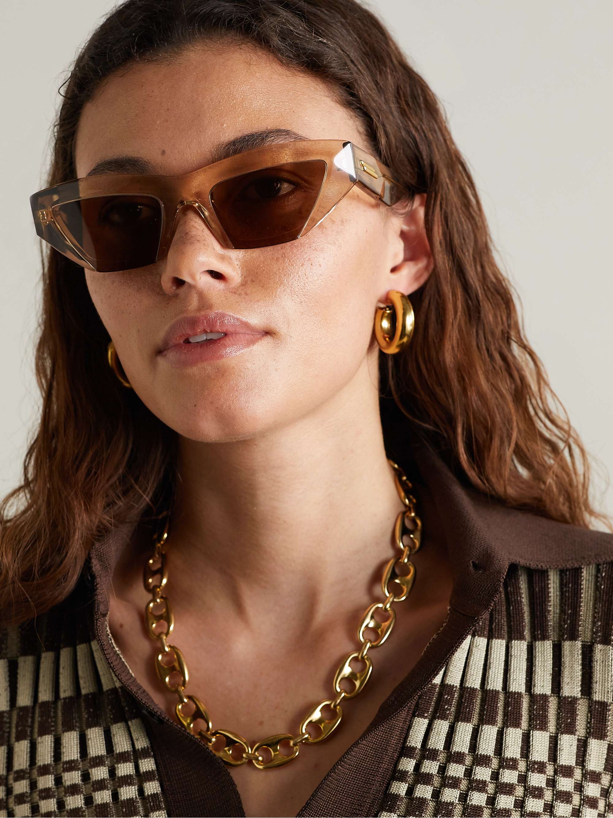 BOTTEGA VENETA EYEWEAR Cat-eye tortoiseshell and gold-tone acetate