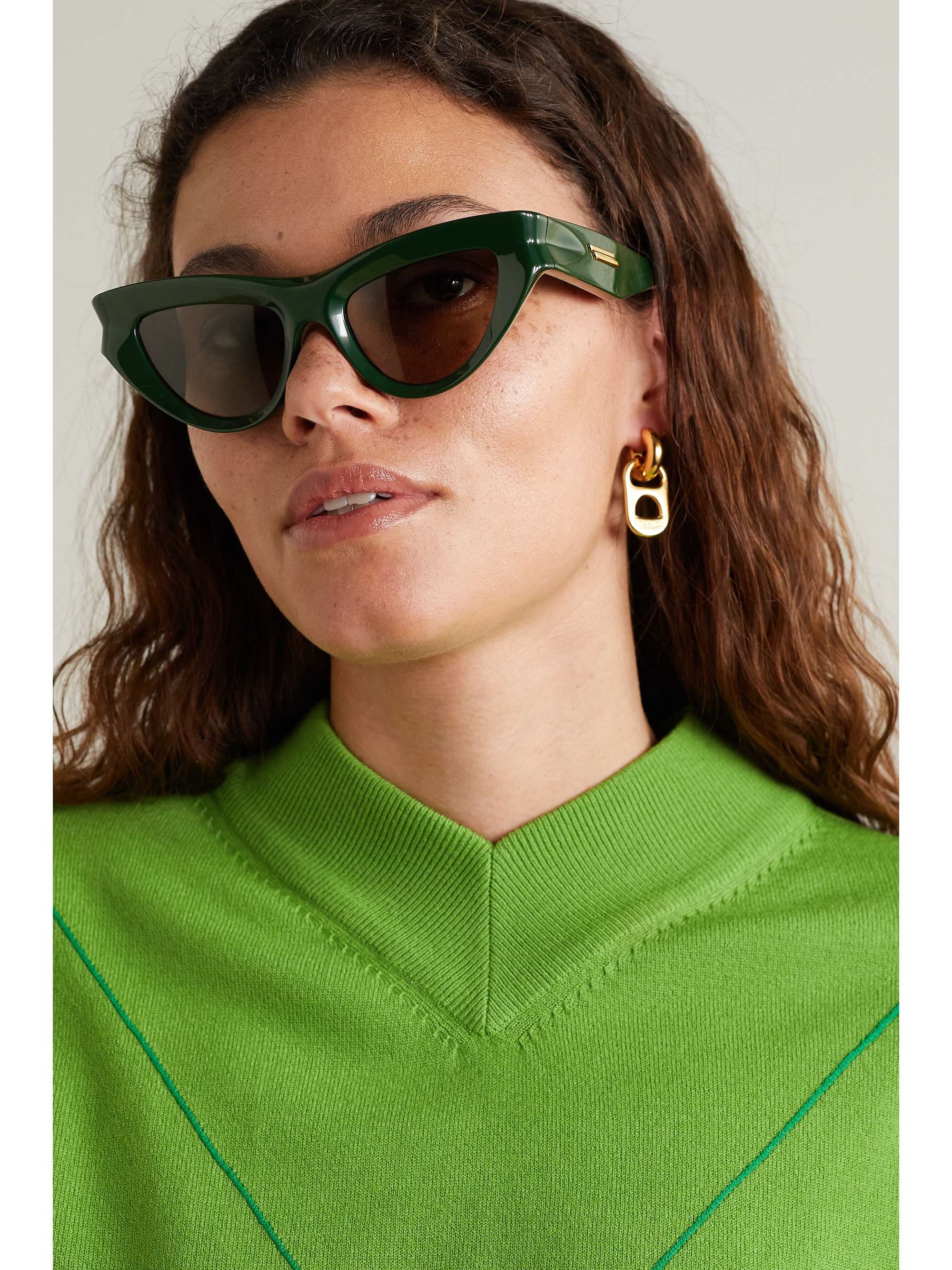 Bottega Veneta Green Cat Eye Sunglasses