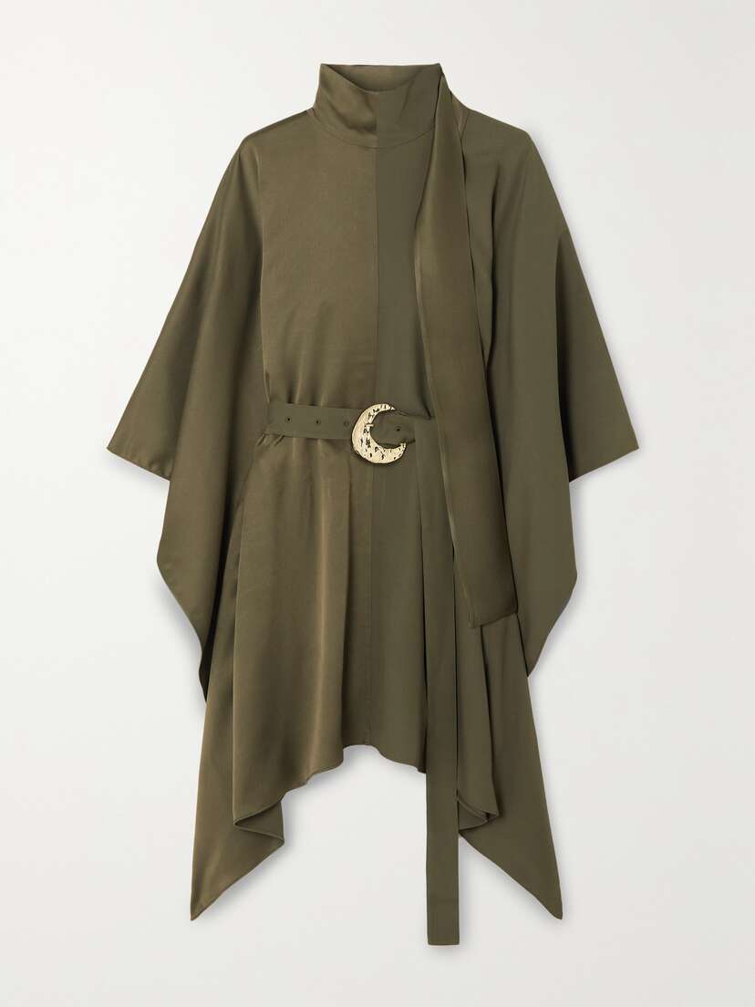 Taller Marmo El Sol Belted Asymmetric Crepe Kaftan Dress