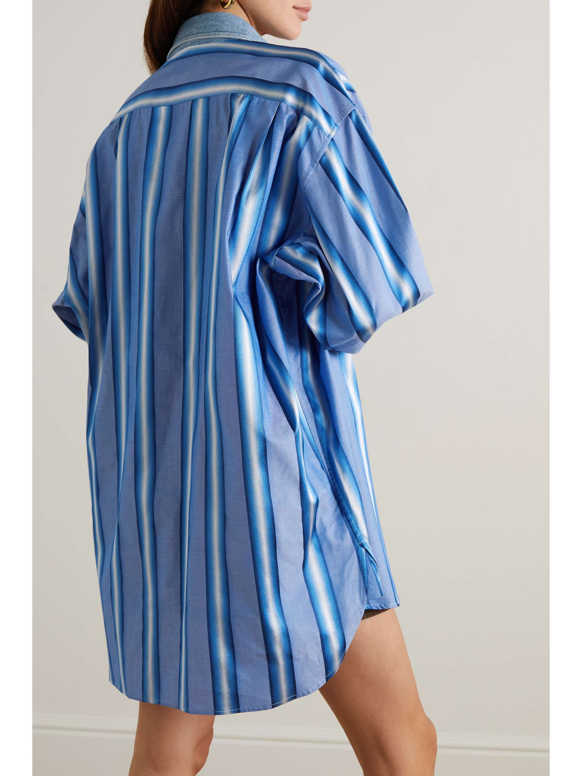 ETRO Oversized embroidered striped cotton and silk-blend shirt