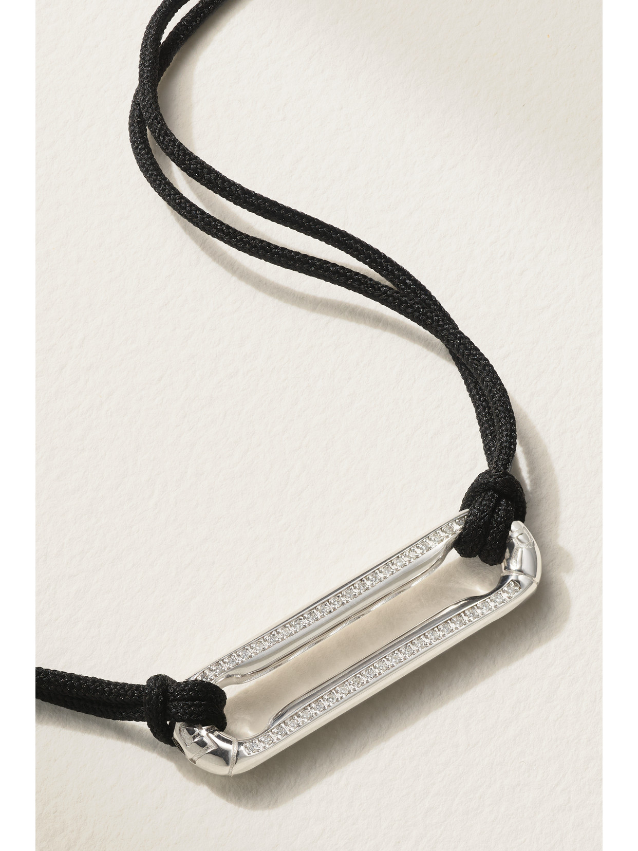 Lauren Rubinski 14-karat White Gold, Cord And Diamond Necklace In Gold