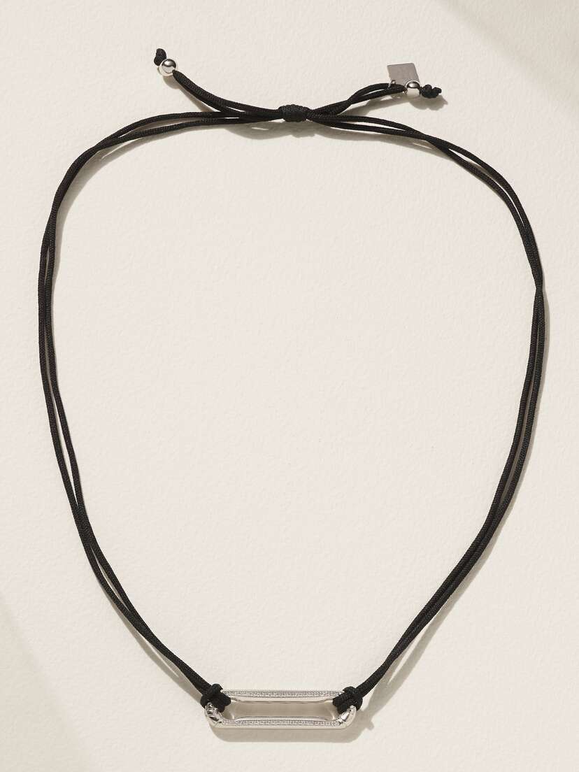 Lauren Rubinski 14-karat White Gold, Cord And Diamond Necklace