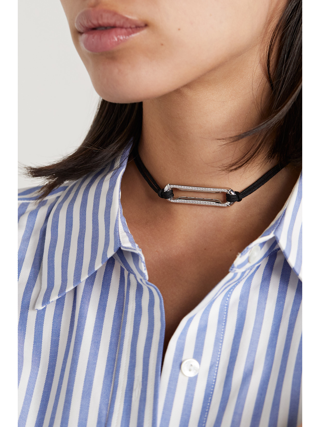 Lauren Rubinski 14-karat White Gold, Cord And Diamond Necklace In Gold