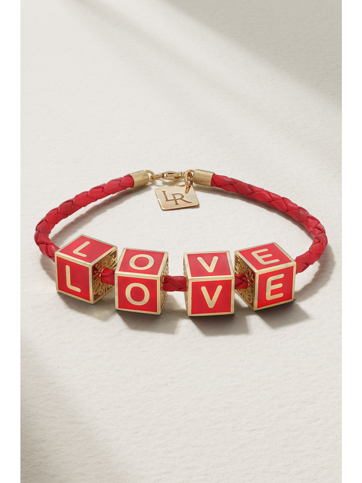 Lauren Rubinski - Love 14-karat Gold, Enamel And Leather Bracelet - One size