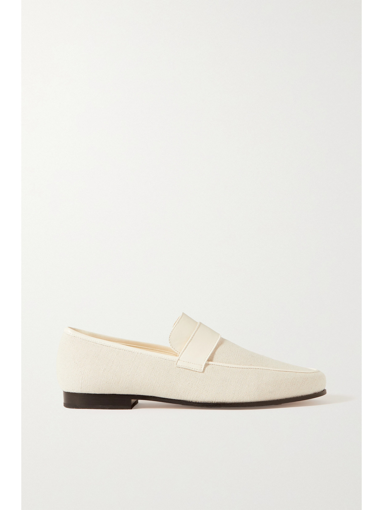 TOTEME - Leather-trimmed Canvas Penny Loafers - Cream