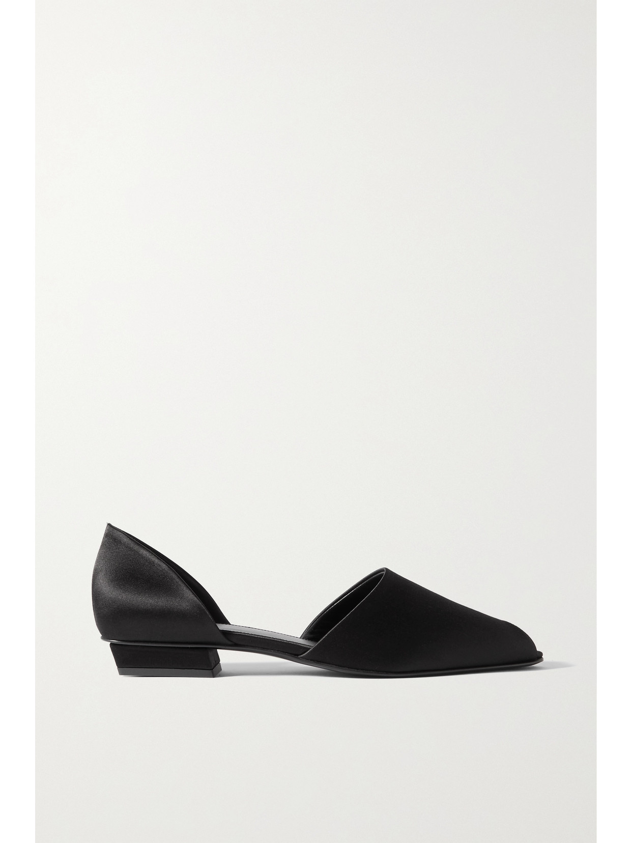 TOTEME - The Peep-toe Satin Point-toe Flats - Black