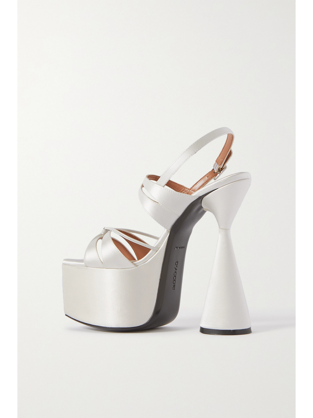 D’accori Belle Leather And Satin Platform Sandals In White