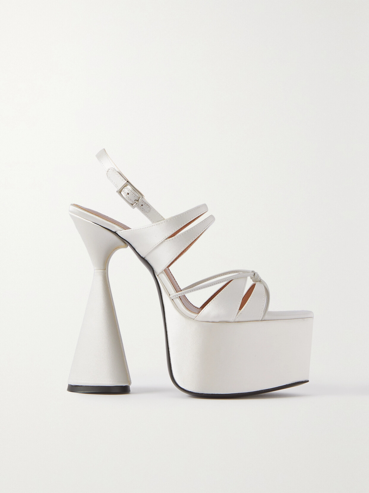 D’accori Belle Leather And Satin Platform Sandals In White
