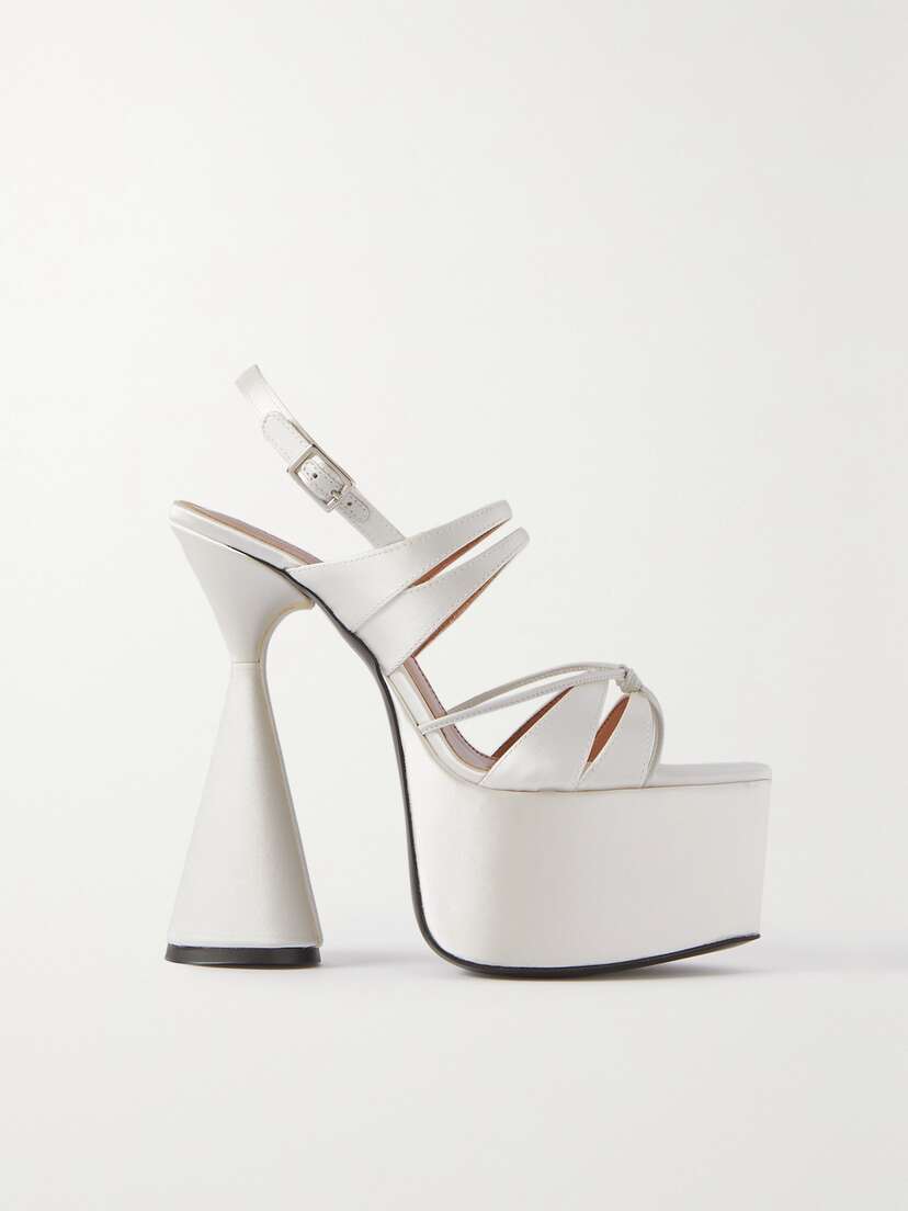D'Accori Belle Leather And Satin Platform Sandals