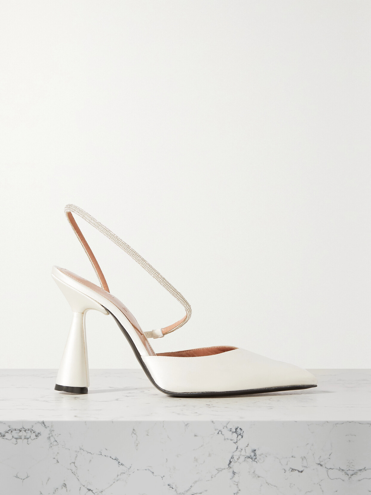 D’Accori D'Accori - Saturn Crystal-embellished Satin Slingback Pumps - White