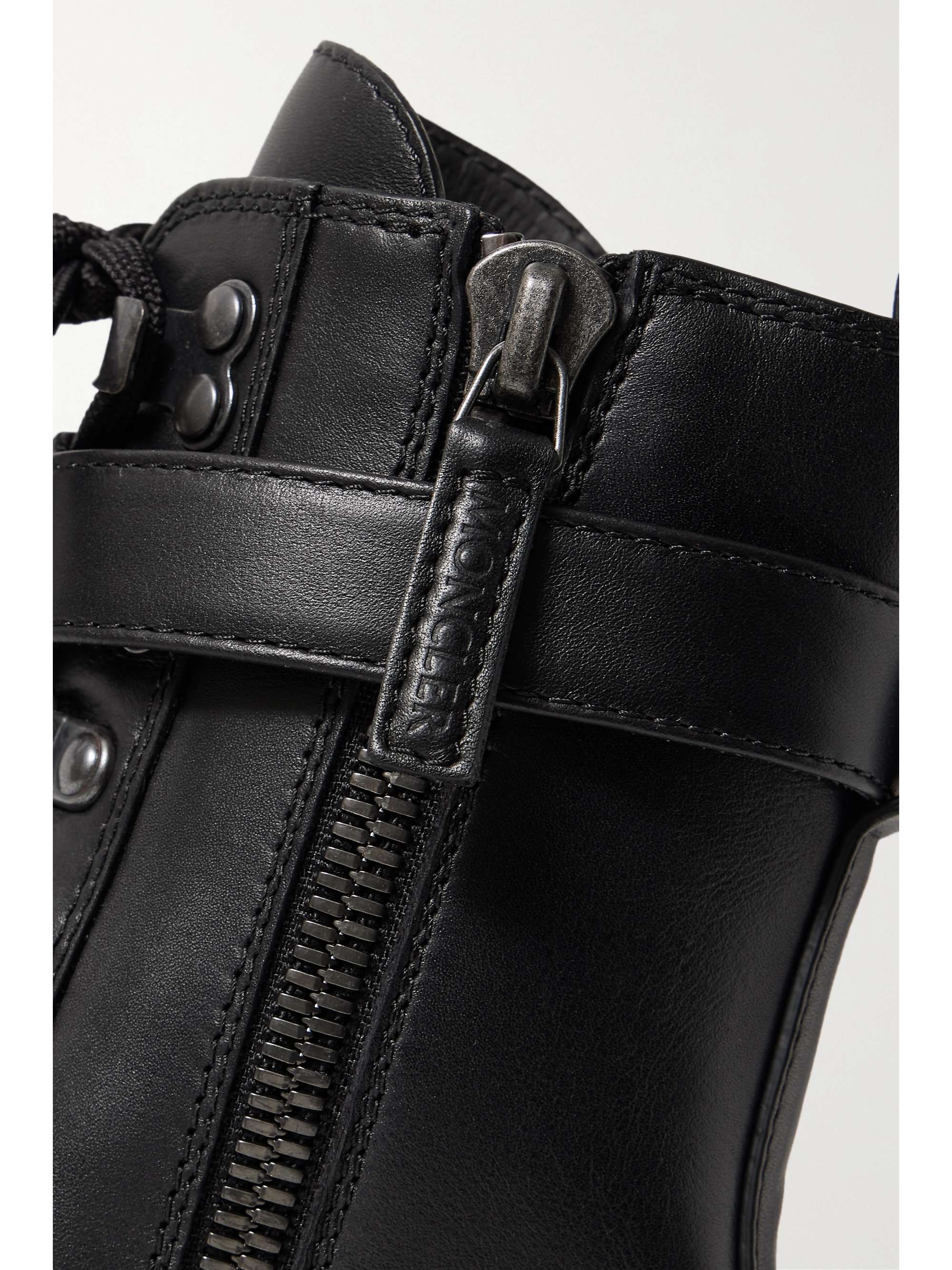 MONCLER Envile buckled leather combat boots | NET-A-PORTER