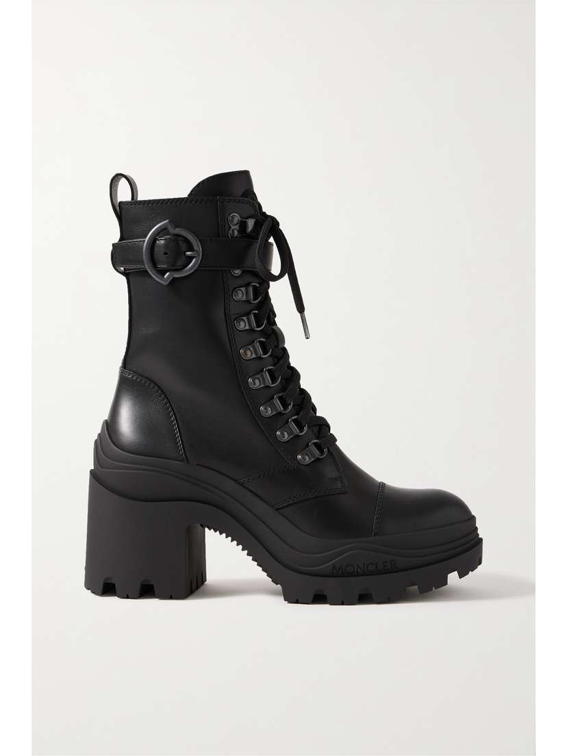 Moncler Envile Buckled Leather Combat Boots