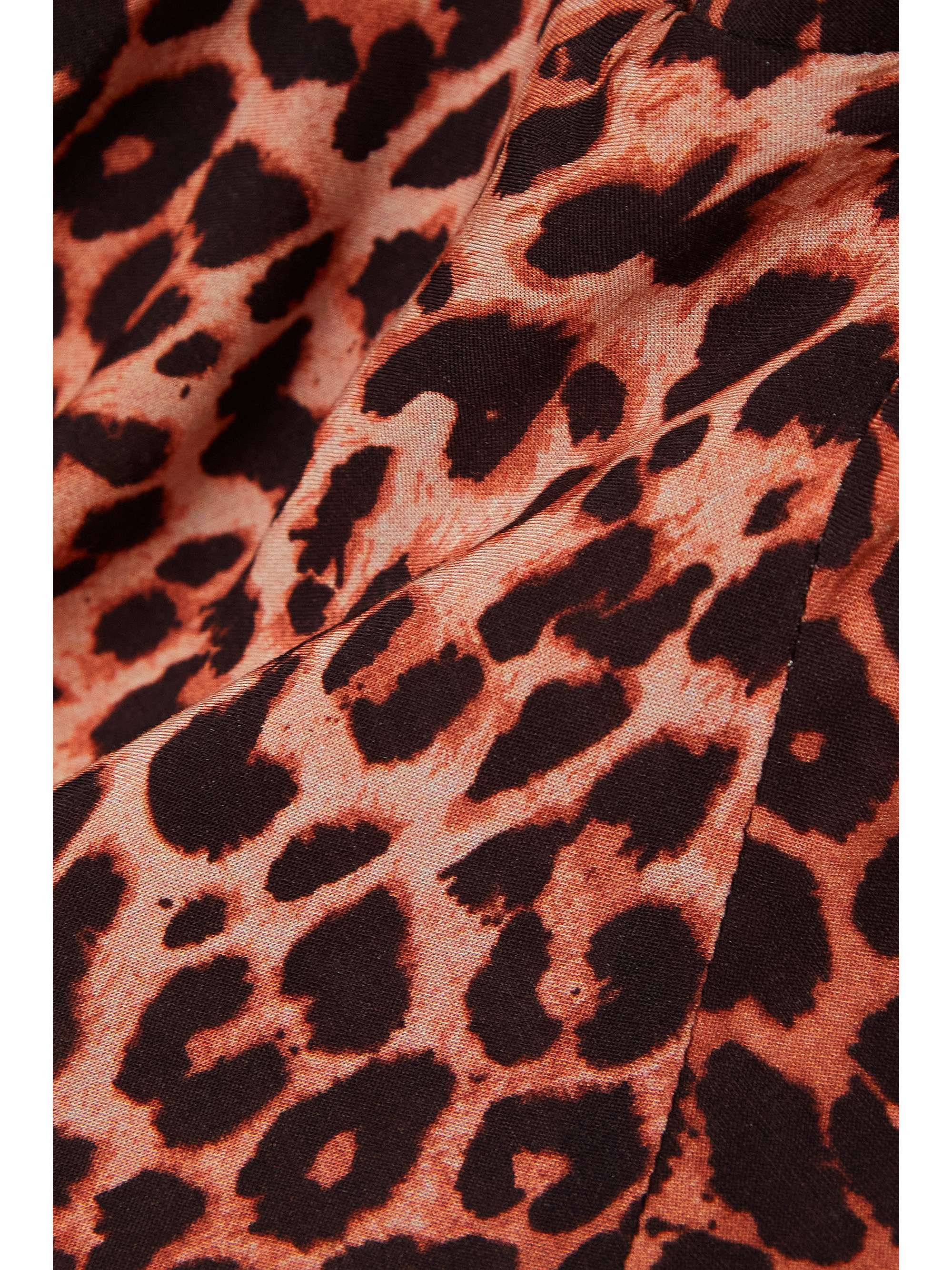 RIXO Rosella cropped lace-trimmed leopard-print crepe top