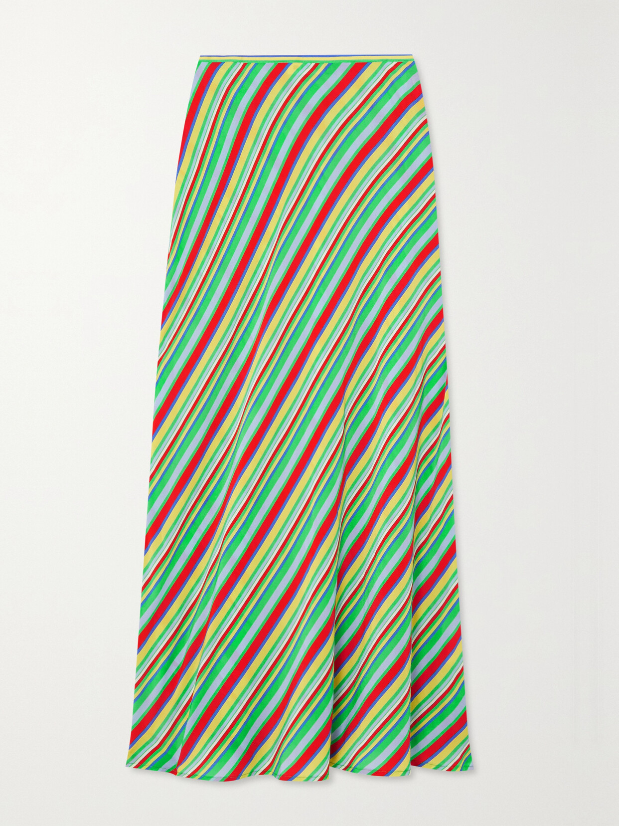RIXO Kelly Striped Crepe Midi Skirt - Green