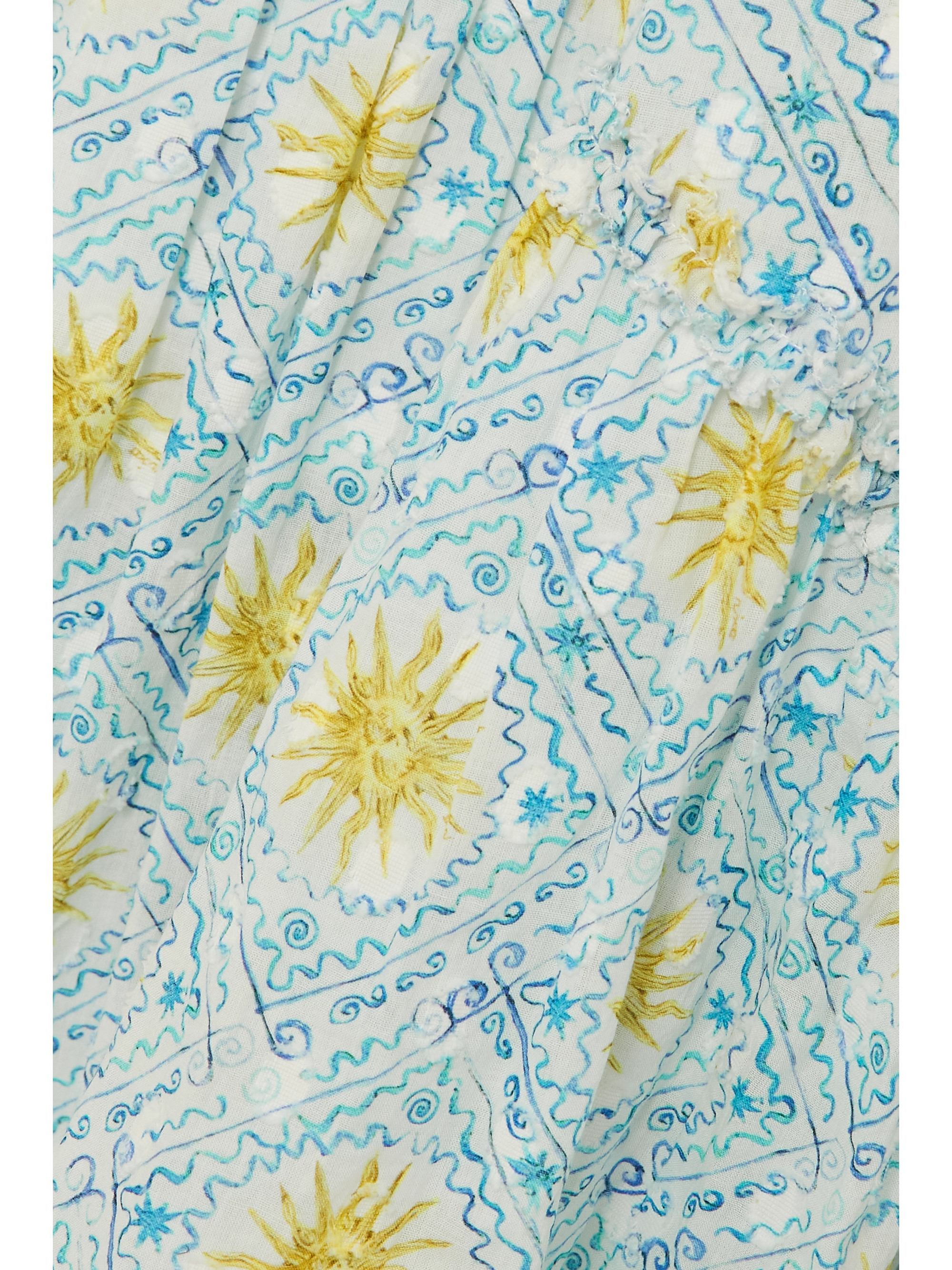 RIXO Mauve off-the-shoulder printed fil coupé cotton midi dress