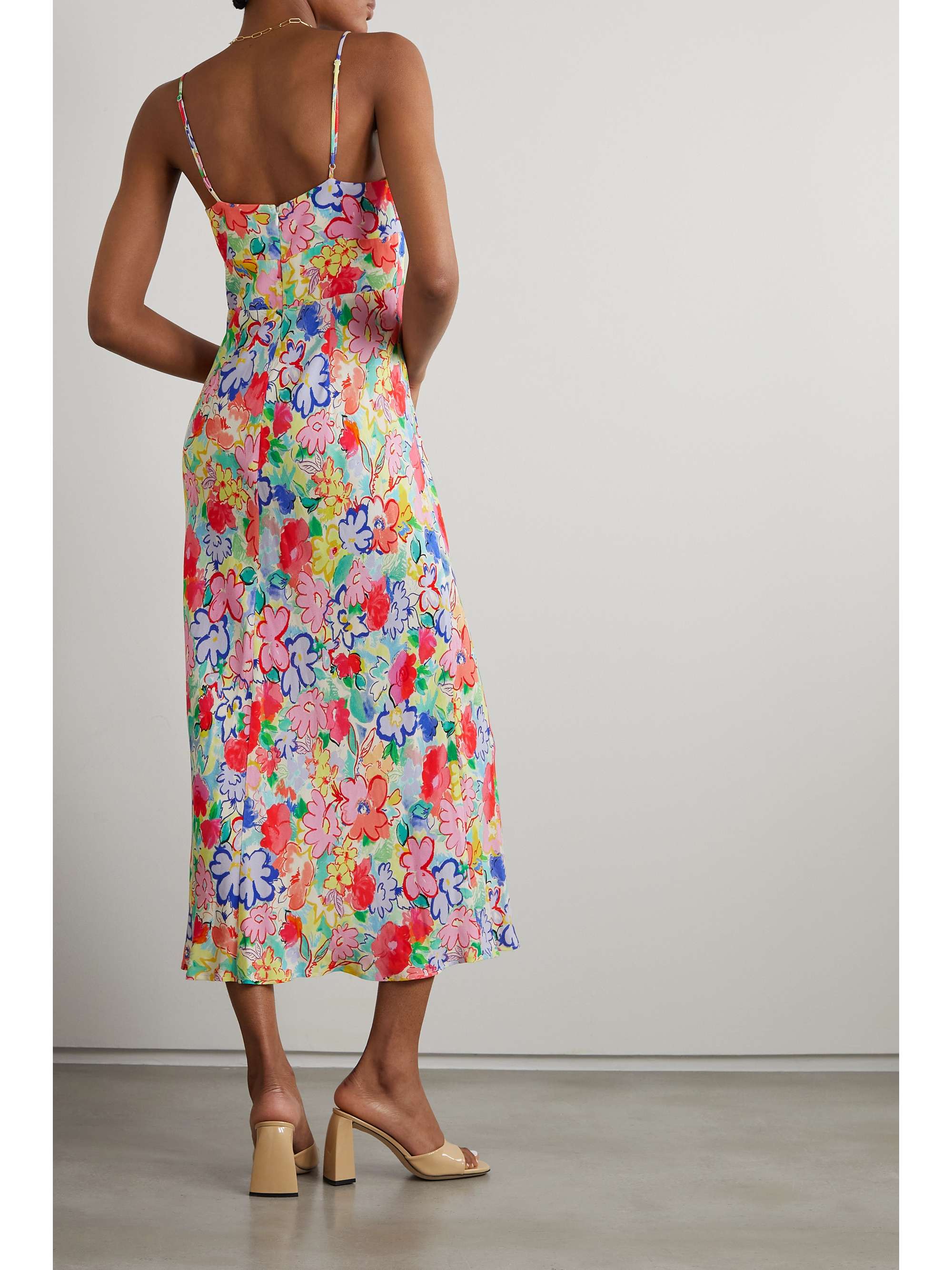 RIXO Lanie tie-detailed floral-print crepe de chine midi dress