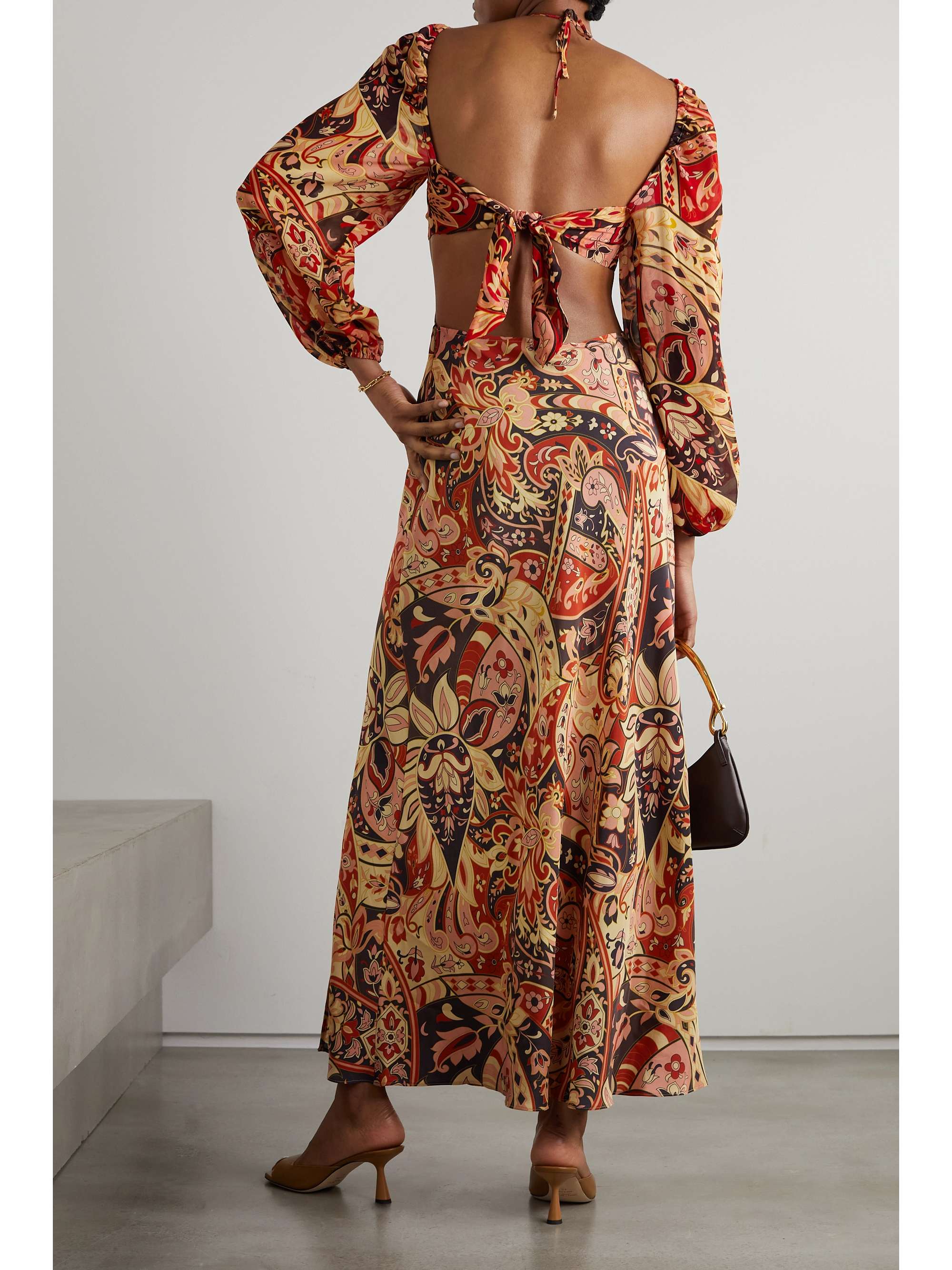 RIXO Kamilla cutout paisley-print silk crepe de chine maxi dress