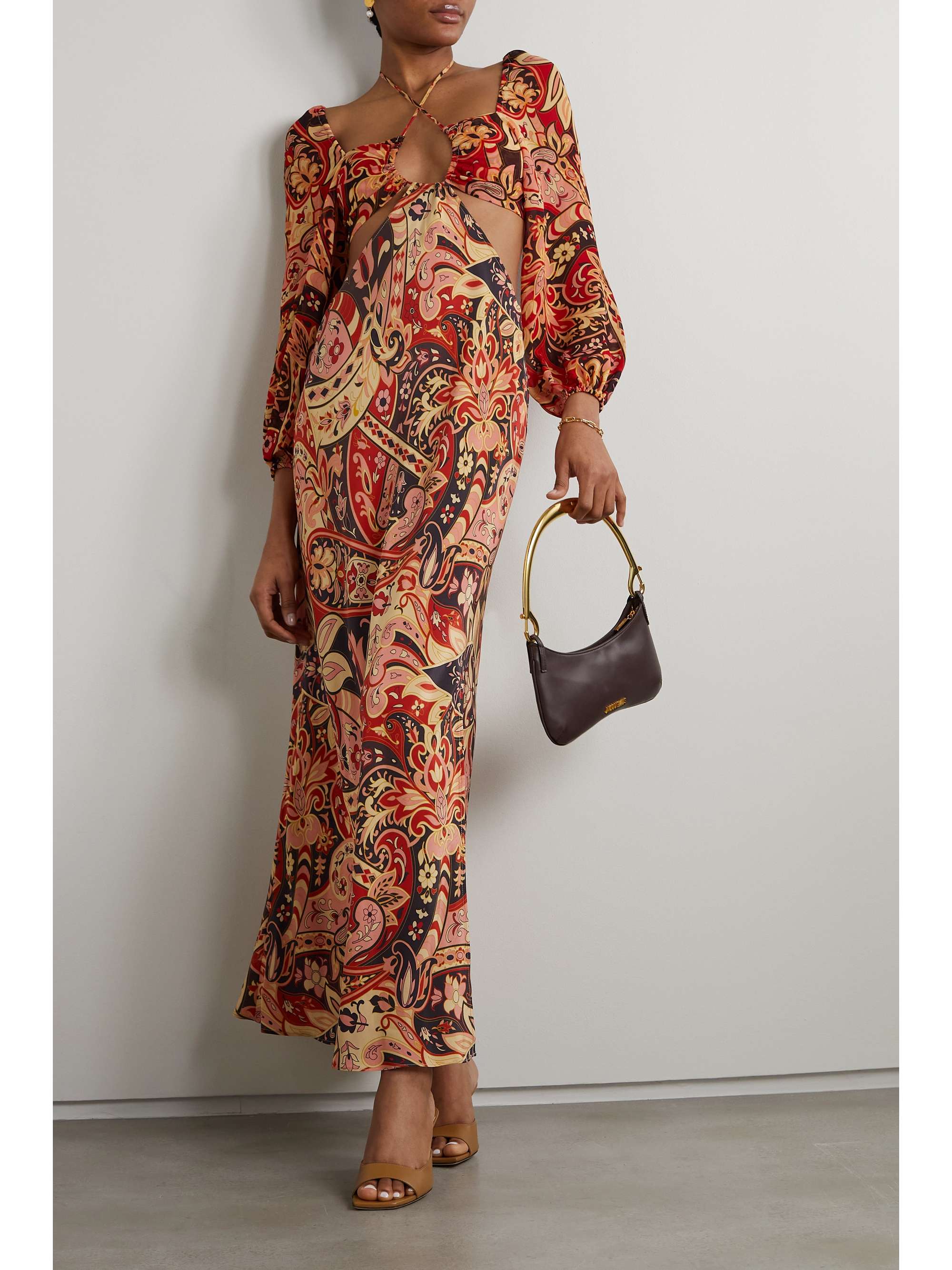 RIXO Kamilla cutout paisley-print silk crepe de chine maxi dress